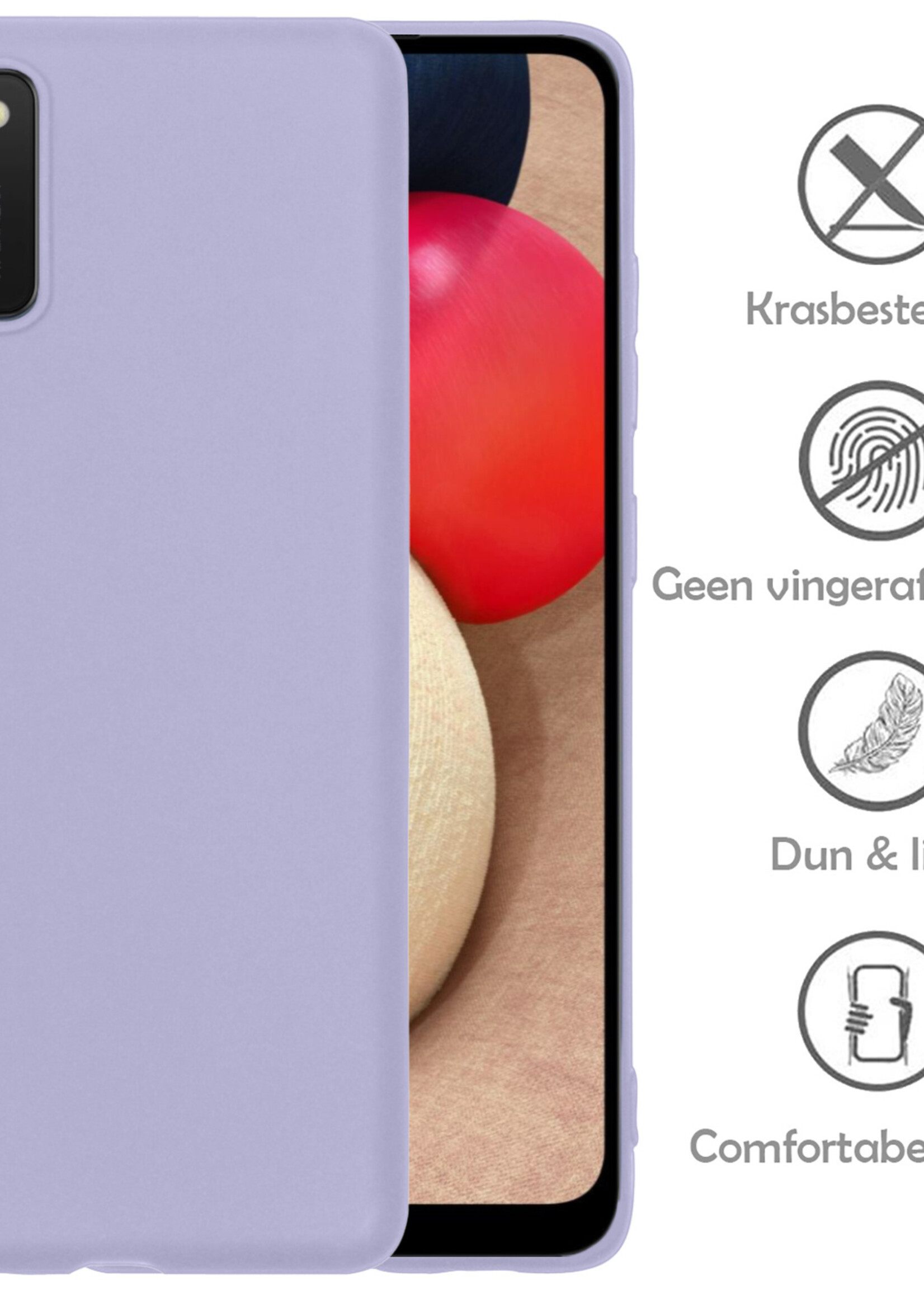 LUQ Hoesje Geschikt voor Samsung A03s Hoesje Siliconen Case - Hoes Geschikt voor Samsung Galaxy A03s Hoes Siliconen - Lila