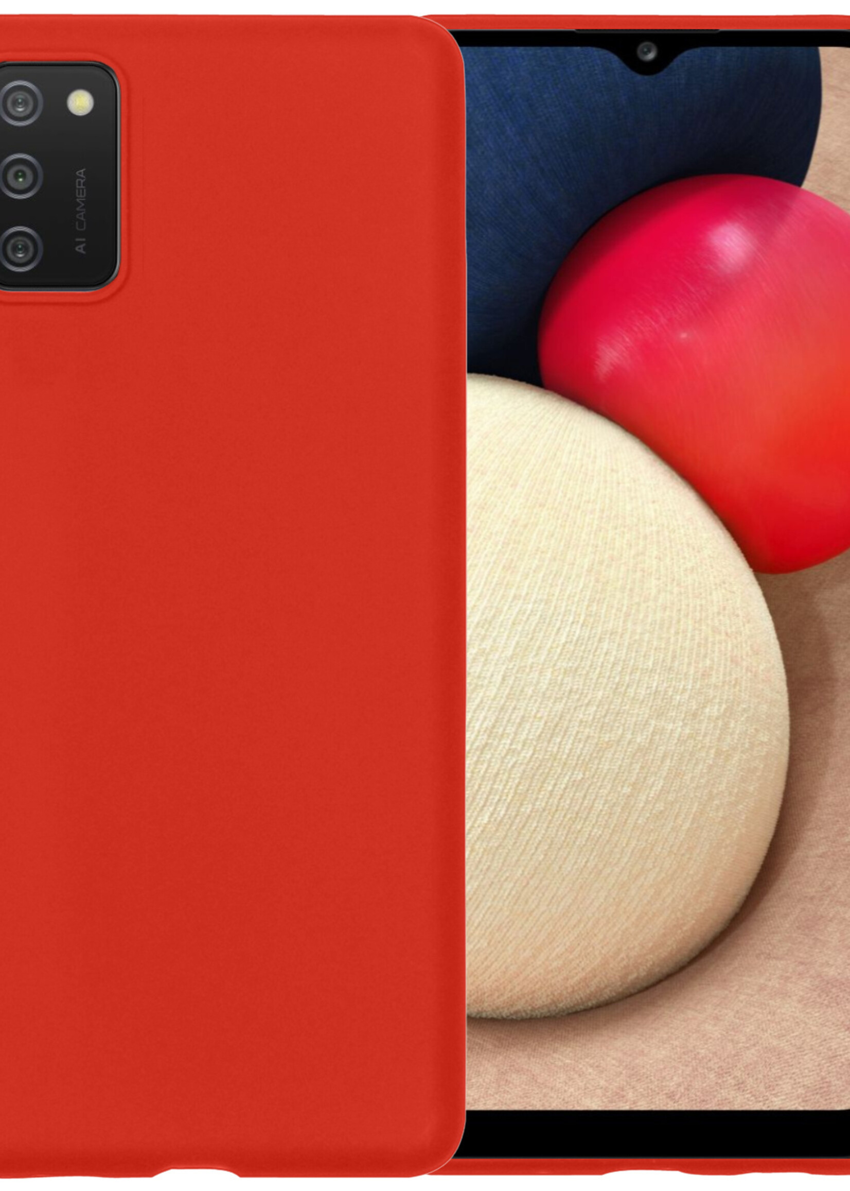 LUQ Hoesje Geschikt voor Samsung A03s Hoesje Siliconen Case - Hoes Geschikt voor Samsung Galaxy A03s Hoes Siliconen - Rood