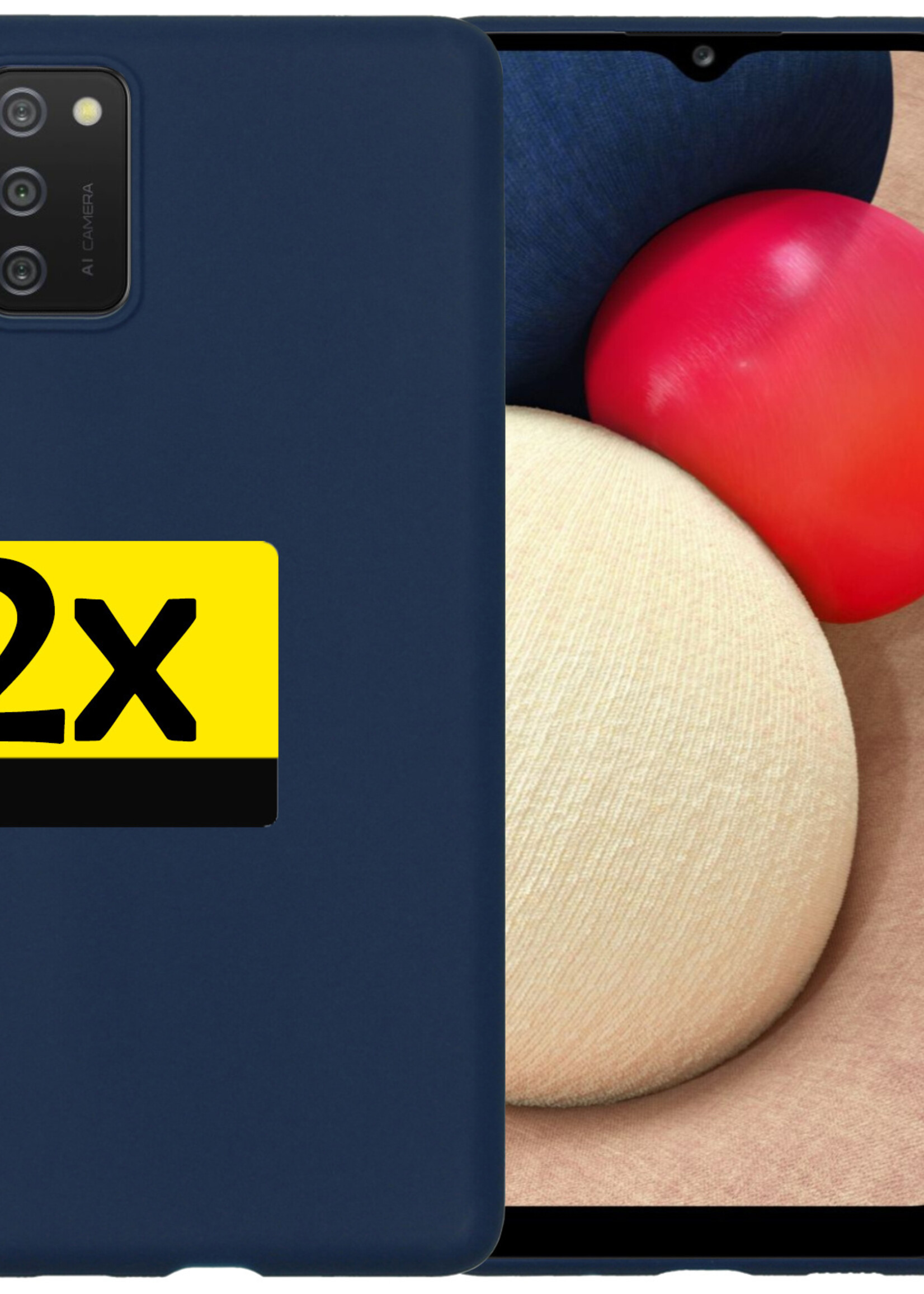 LUQ Hoesje Geschikt voor Samsung A03s Hoesje Siliconen Case - Hoes Geschikt voor Samsung Galaxy A03s Hoes Siliconen - Donkerblauw - 2 Stuks
