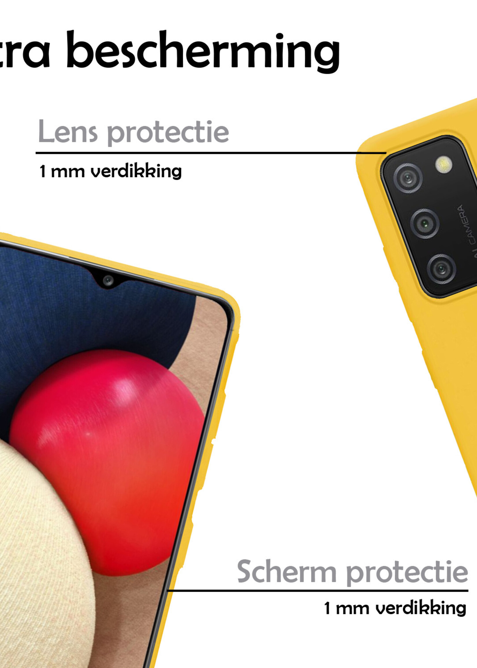 LUQ Hoesje Geschikt voor Samsung A03s Hoesje Siliconen Case - Hoes Geschikt voor Samsung Galaxy A03s Hoes Siliconen - Geel - 2 Stuks