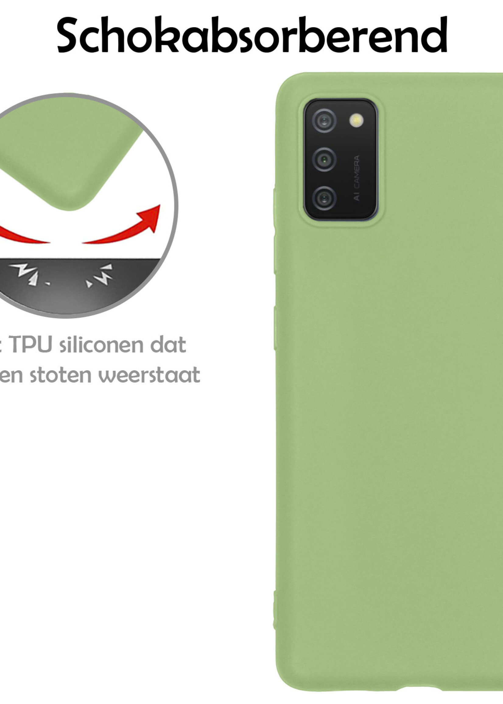 LUQ Hoesje Geschikt voor Samsung A03s Hoesje Siliconen Case - Hoes Geschikt voor Samsung Galaxy A03s Hoes Siliconen - Groen - 2 Stuks