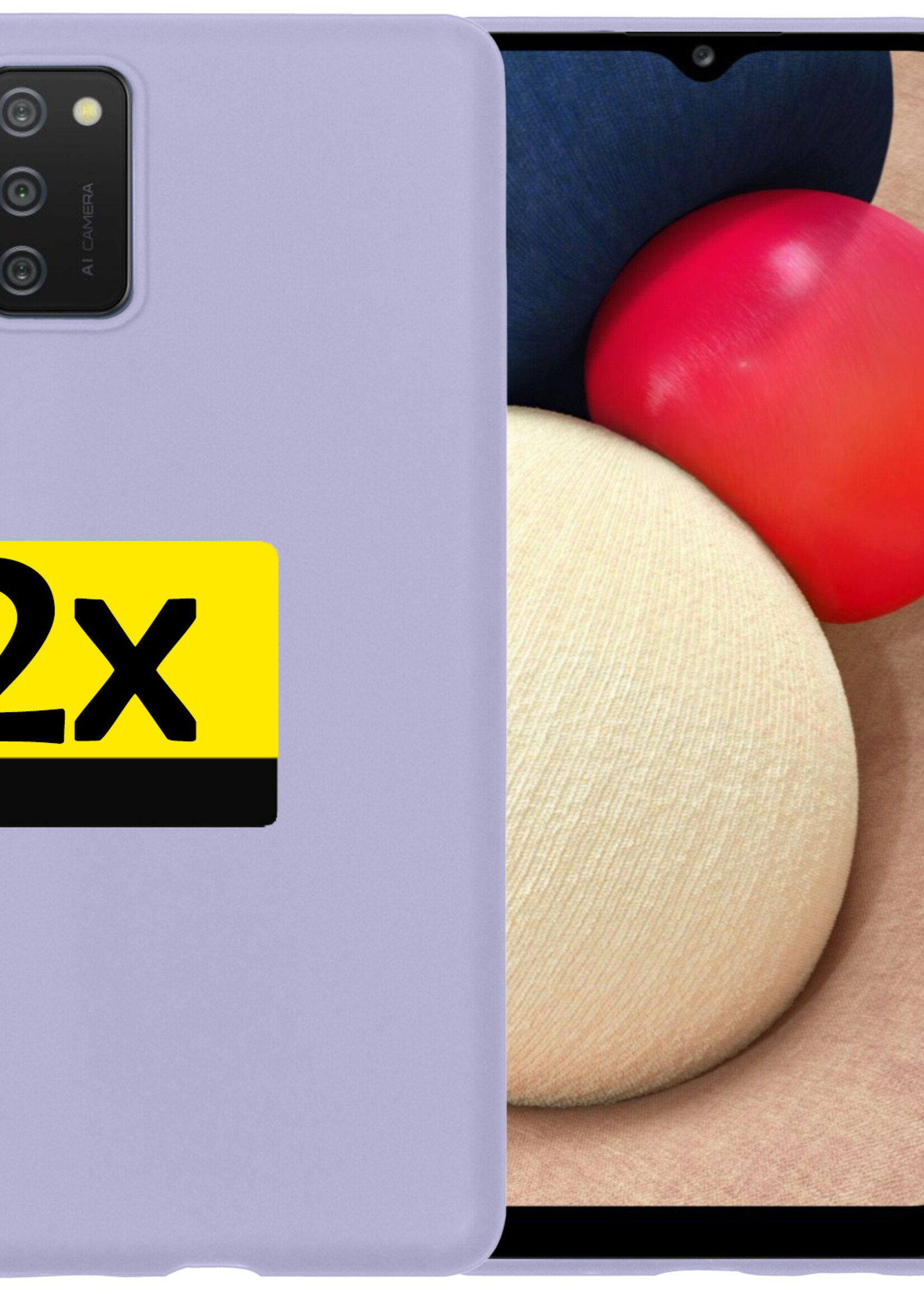 LUQ Hoesje Geschikt voor Samsung A03s Hoesje Siliconen Case - Hoes Geschikt voor Samsung Galaxy A03s Hoes Siliconen - Lila - 2 Stuks