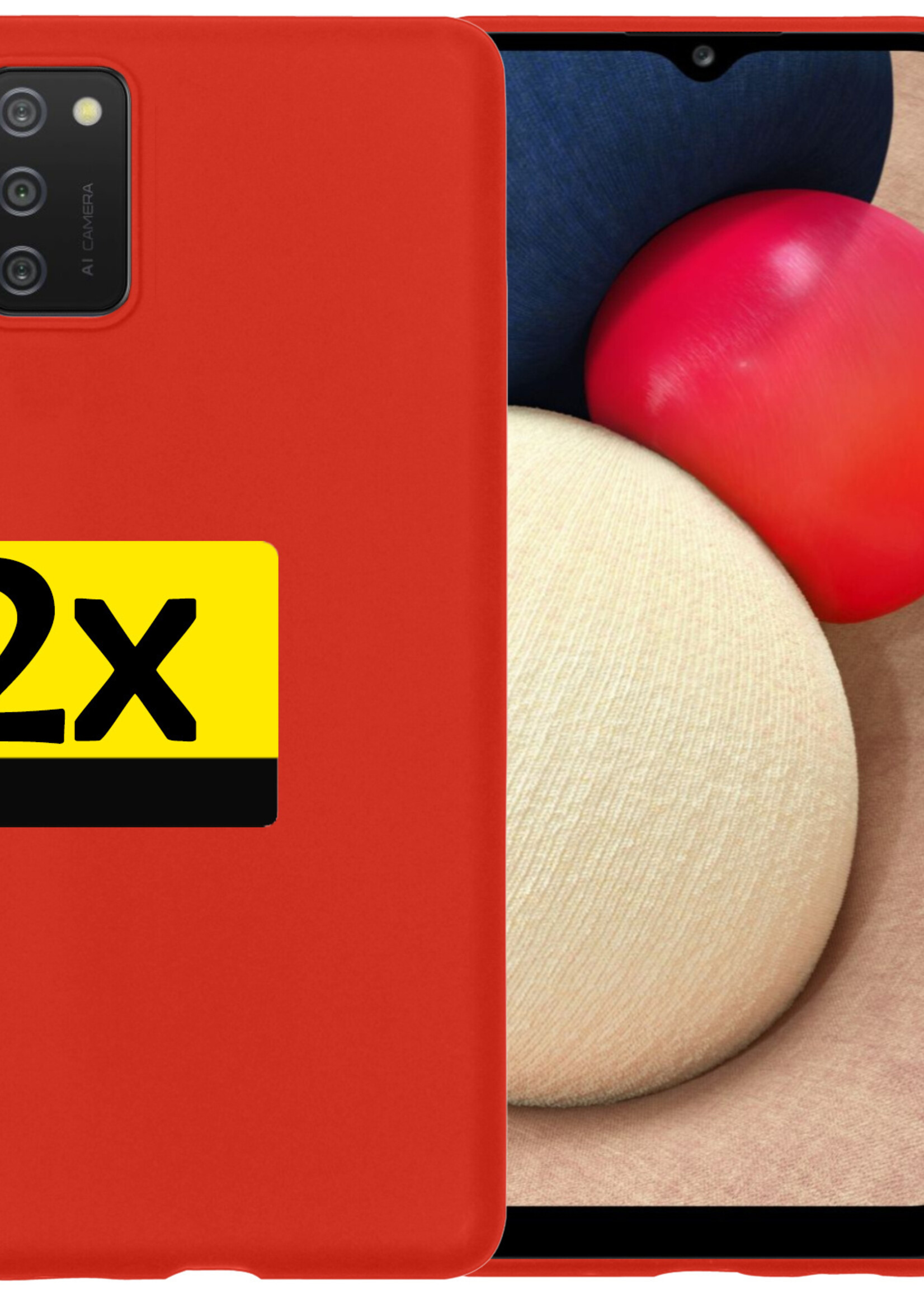 LUQ Hoesje Geschikt voor Samsung A03s Hoesje Siliconen Case - Hoes Geschikt voor Samsung Galaxy A03s Hoes Siliconen - Rood - 2 Stuks