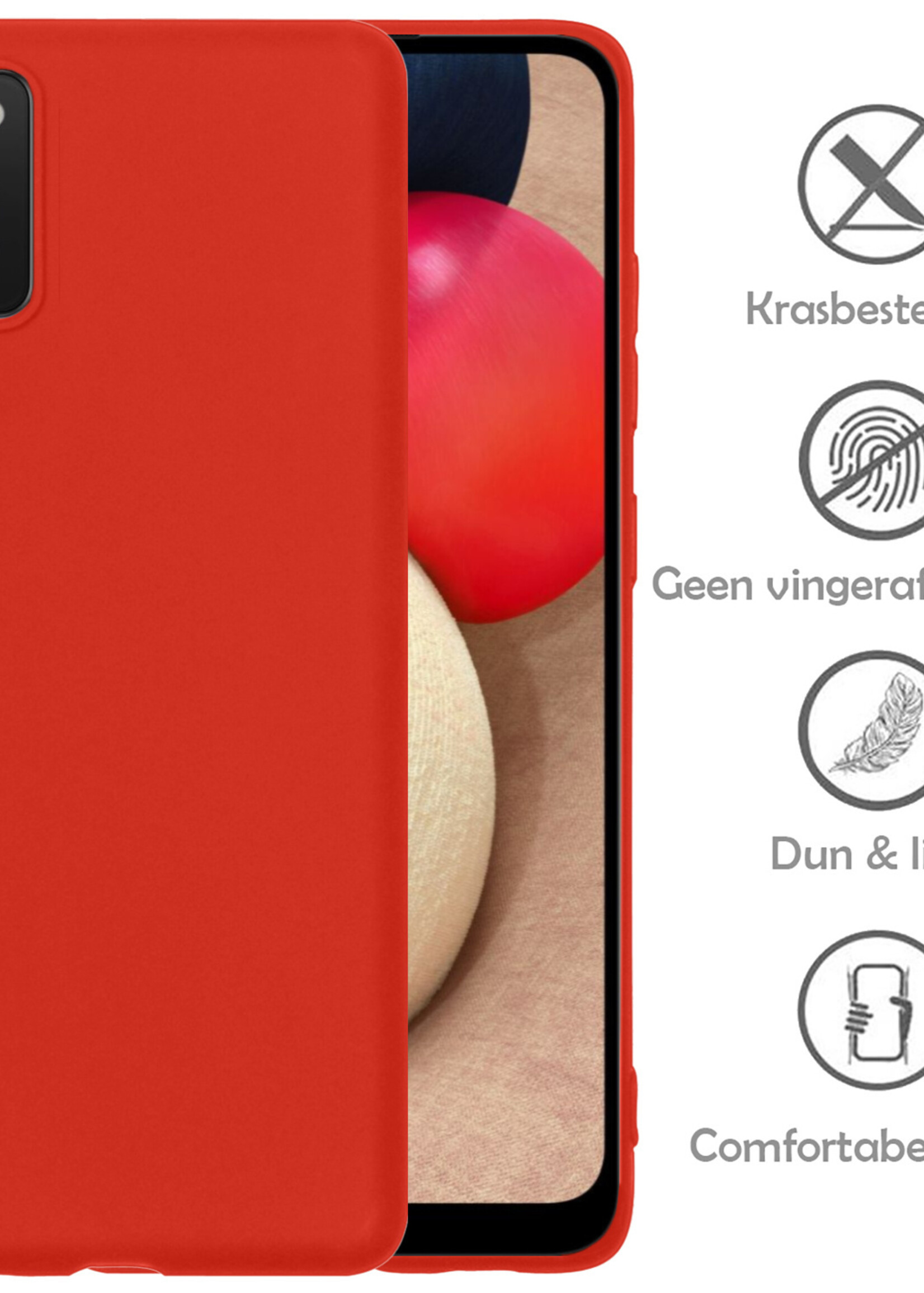 LUQ Hoesje Geschikt voor Samsung A03s Hoesje Siliconen Case - Hoes Geschikt voor Samsung Galaxy A03s Hoes Siliconen - Rood - 2 Stuks