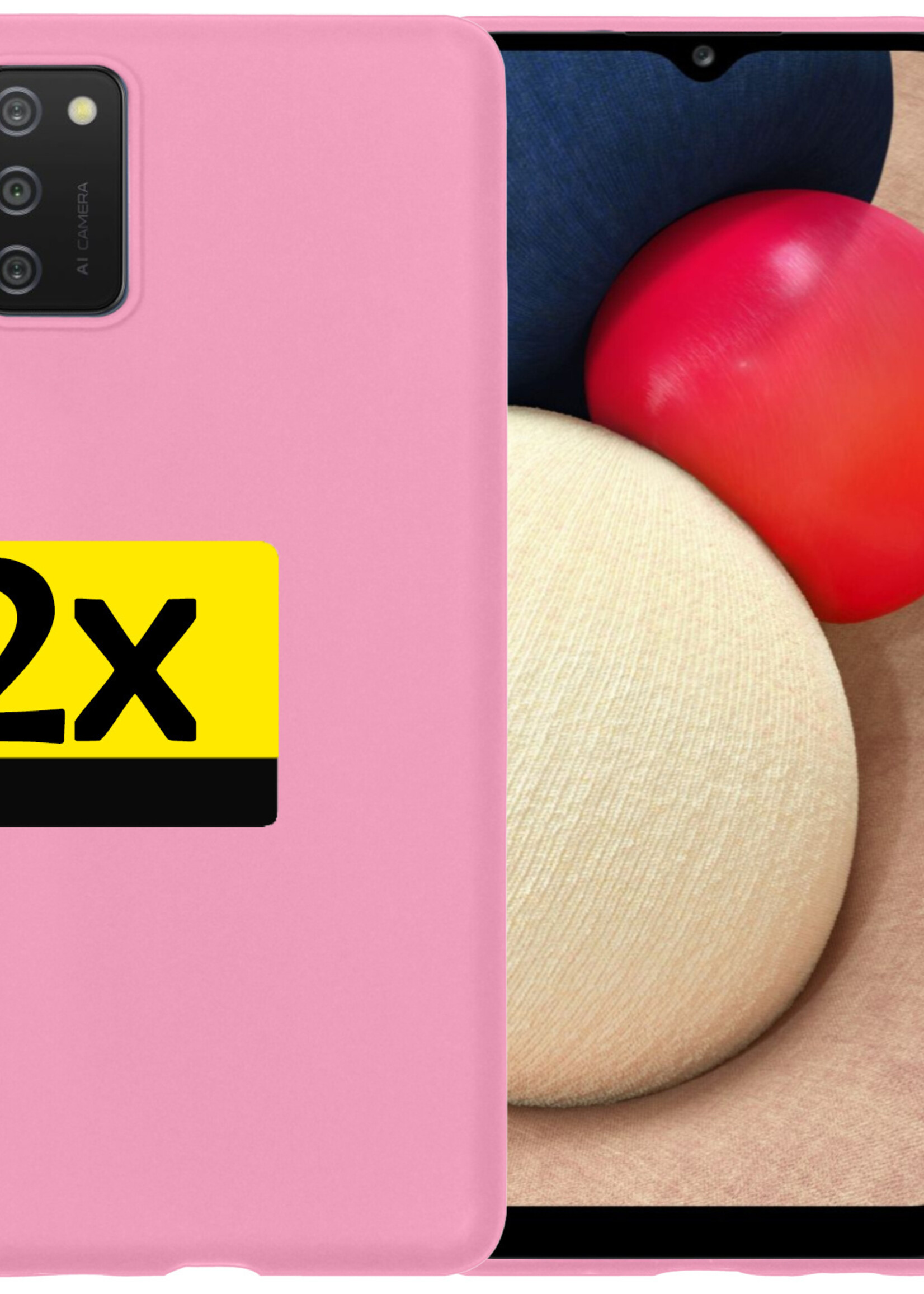 LUQ Hoesje Geschikt voor Samsung A03s Hoesje Siliconen Case - Hoes Geschikt voor Samsung Galaxy A03s Hoes Siliconen - Lichtroze - 2 Stuks