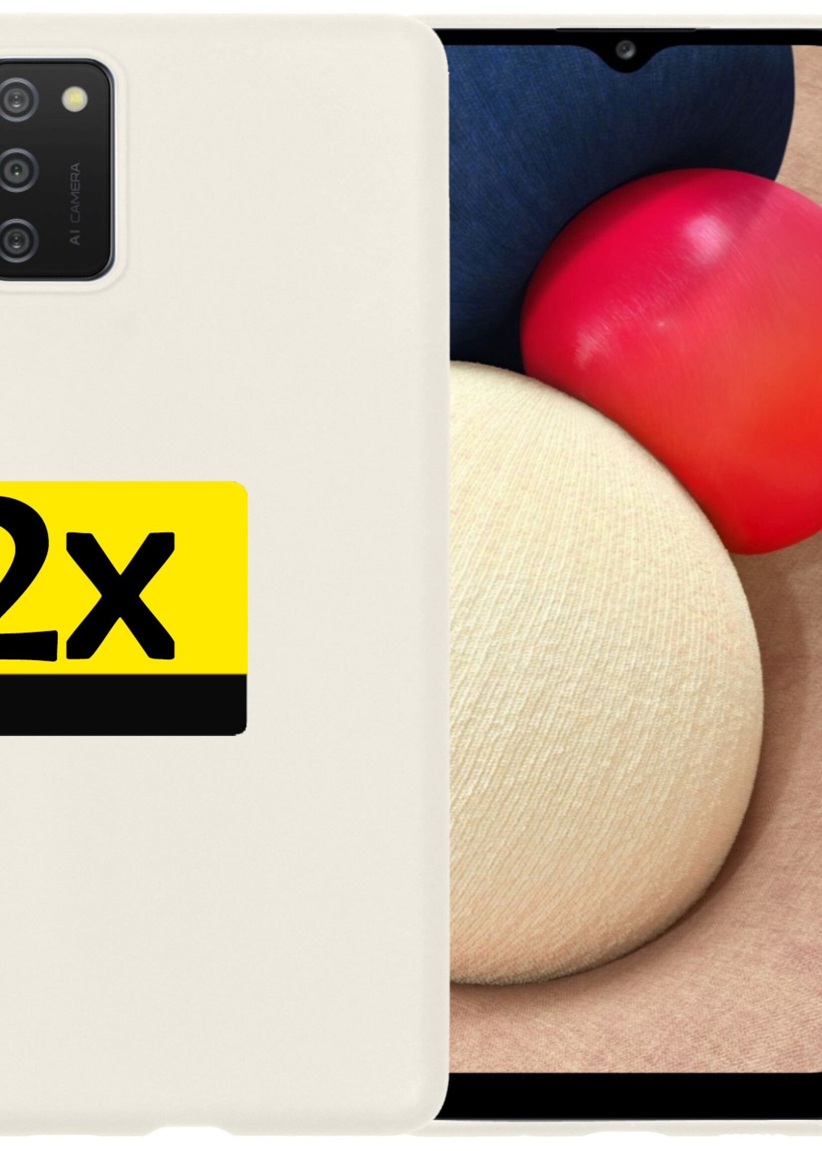 LUQ Hoesje Geschikt voor Samsung A03s Hoesje Siliconen Case - Hoes Geschikt voor Samsung Galaxy A03s Hoes Siliconen - Wit - 2 Stuks