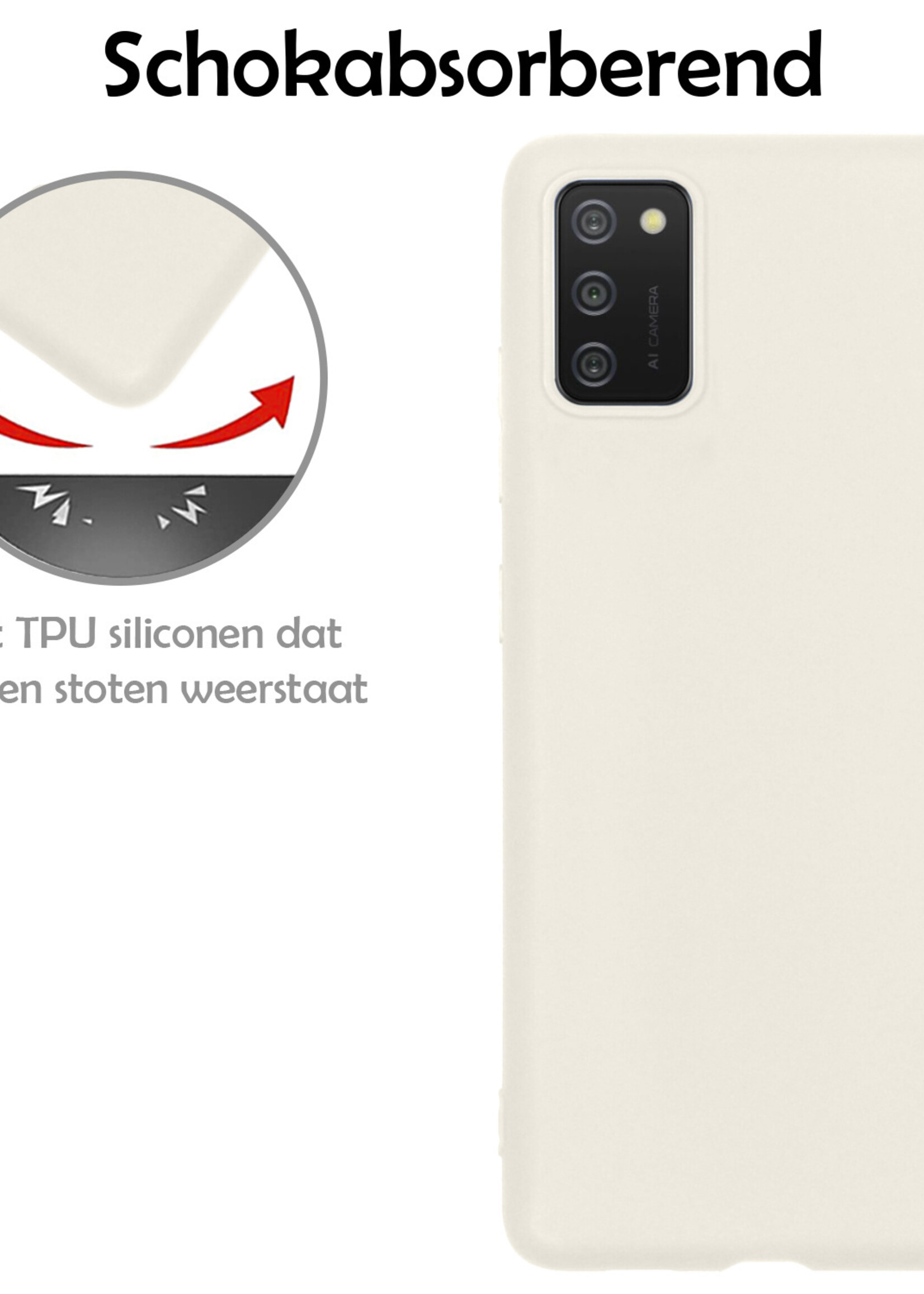 LUQ Hoesje Geschikt voor Samsung A03s Hoesje Siliconen Case - Hoes Geschikt voor Samsung Galaxy A03s Hoes Siliconen - Wit - 2 Stuks