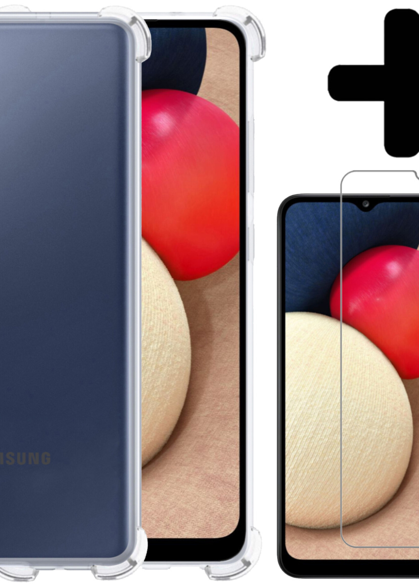 LUQ Hoesje Geschikt voor Samsung A03s Hoesje Shockproof Case Siliconen Met Screenprotector - Hoes Geschikt voor Samsung Galaxy A03s Hoes Cover Siliconen - Transparant