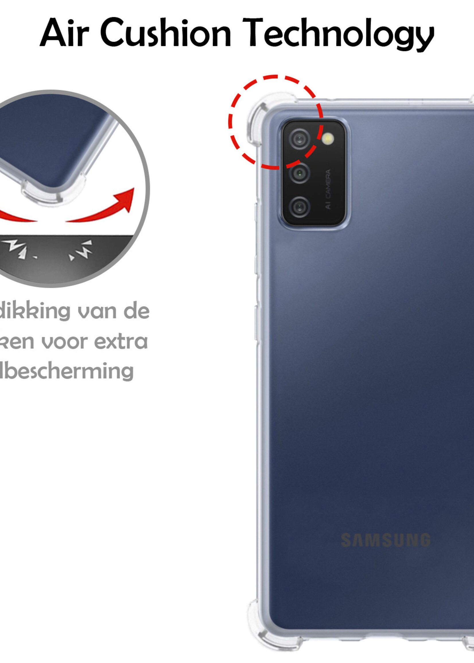 LUQ Hoesje Geschikt voor Samsung A03s Hoesje Shockproof Case Siliconen Met Screenprotector - Hoes Geschikt voor Samsung Galaxy A03s Hoes Cover Siliconen - Transparant