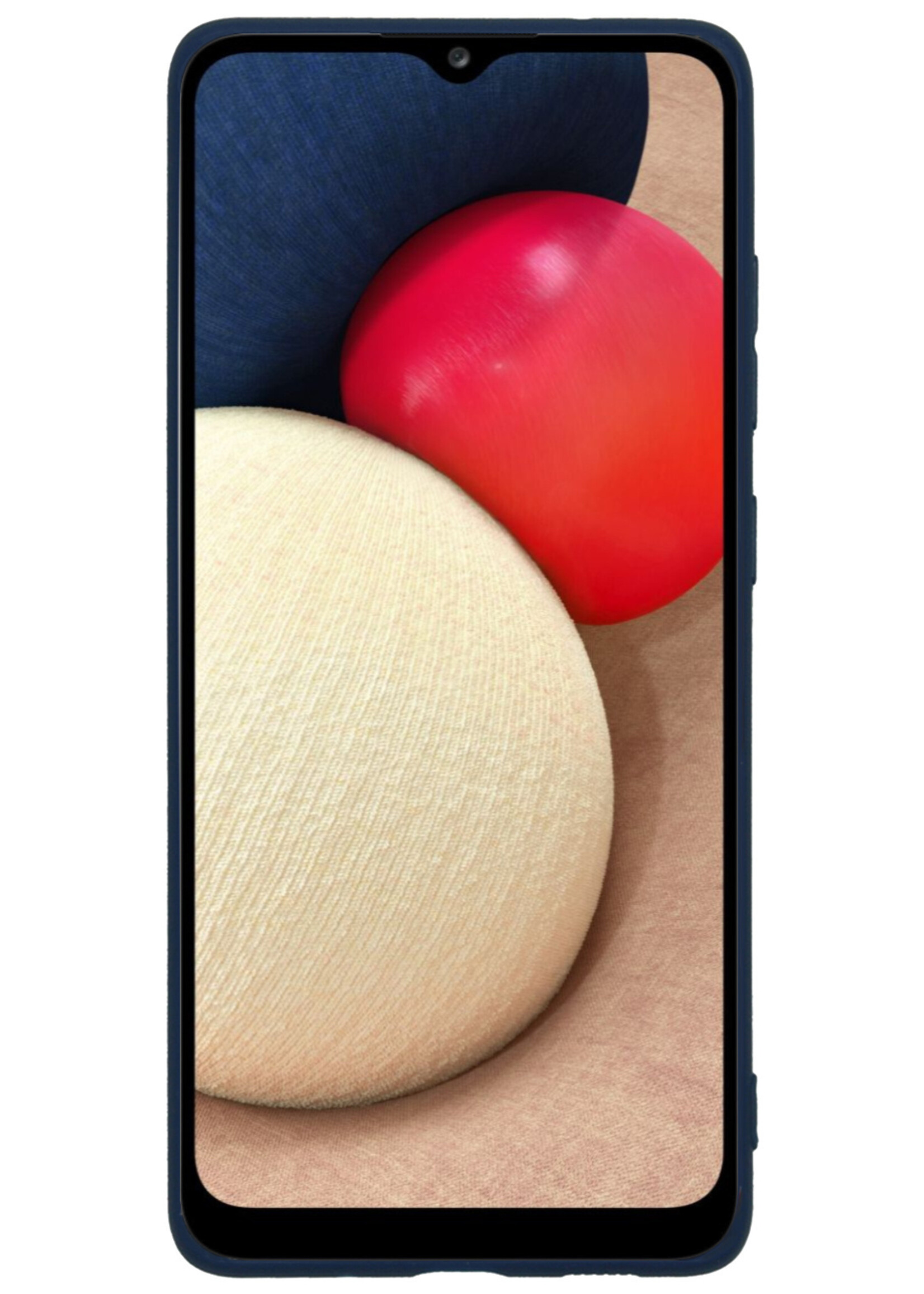 LUQ Hoesje Geschikt voor Samsung A03s Hoesje Siliconen Case Met Screenprotector - Hoes Geschikt voor Samsung Galaxy A03s Hoes Siliconen - Donkerblauw