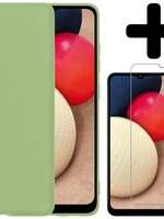 LUQ LUQ Samsung Galaxy A03s Hoesje Siliconen Met Screenprotector - Groen