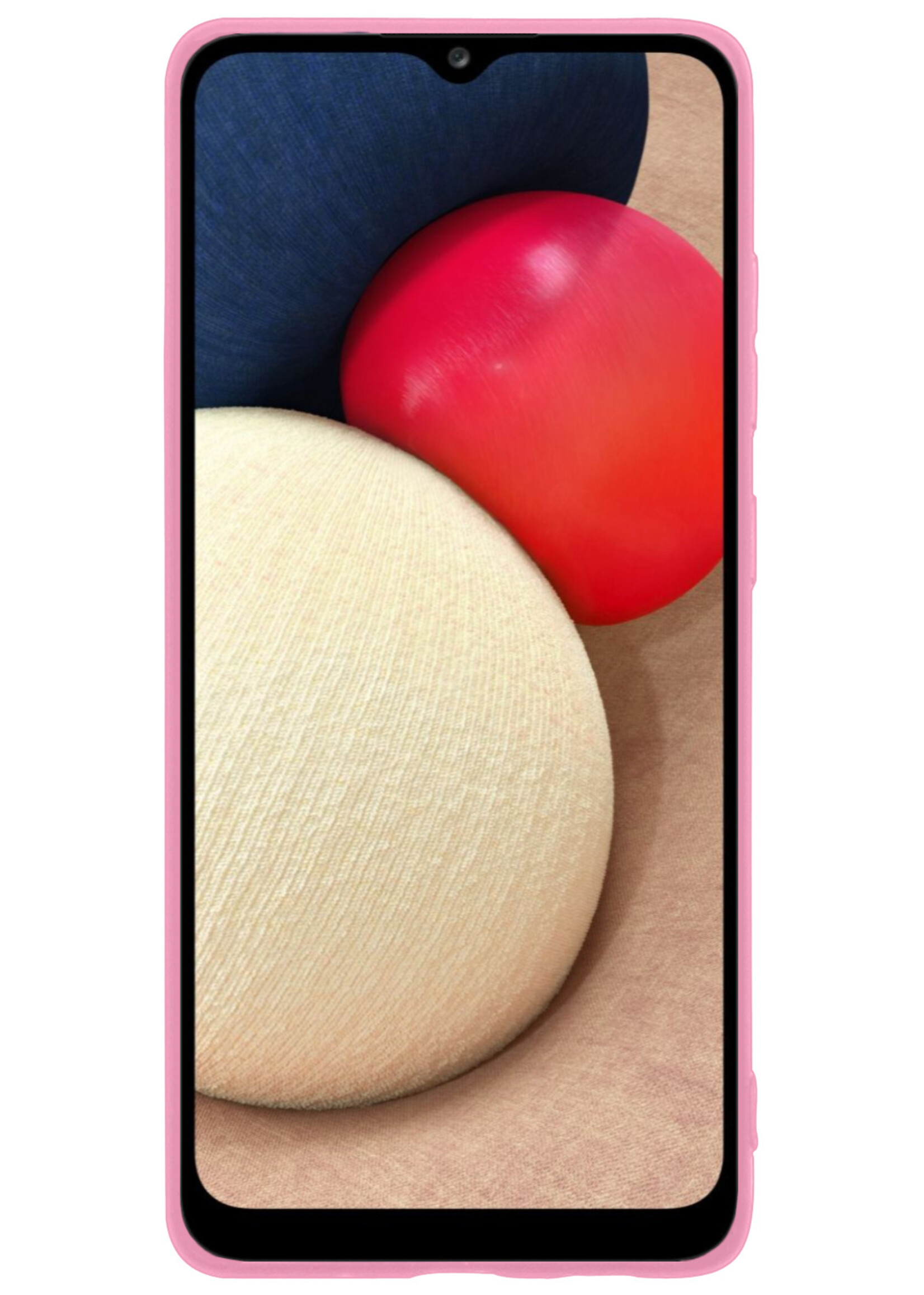 LUQ Hoesje Geschikt voor Samsung A03s Hoesje Siliconen Case Met Screenprotector - Hoes Geschikt voor Samsung Galaxy A03s Hoes Siliconen - Lichtroze