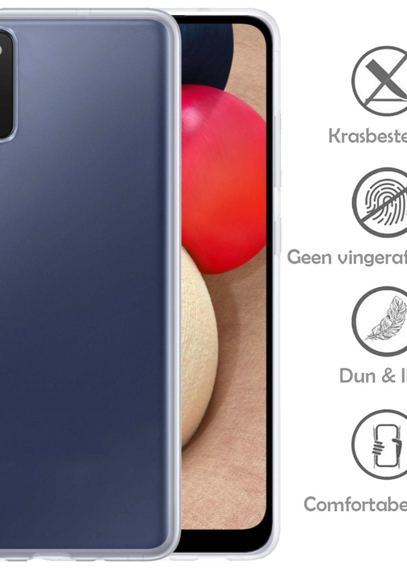 LUQ Hoesje Geschikt voor Samsung A03s Hoesje Siliconen Case Met Screenprotector - Hoes Geschikt voor Samsung Galaxy A03s Hoes Siliconen - Transparant