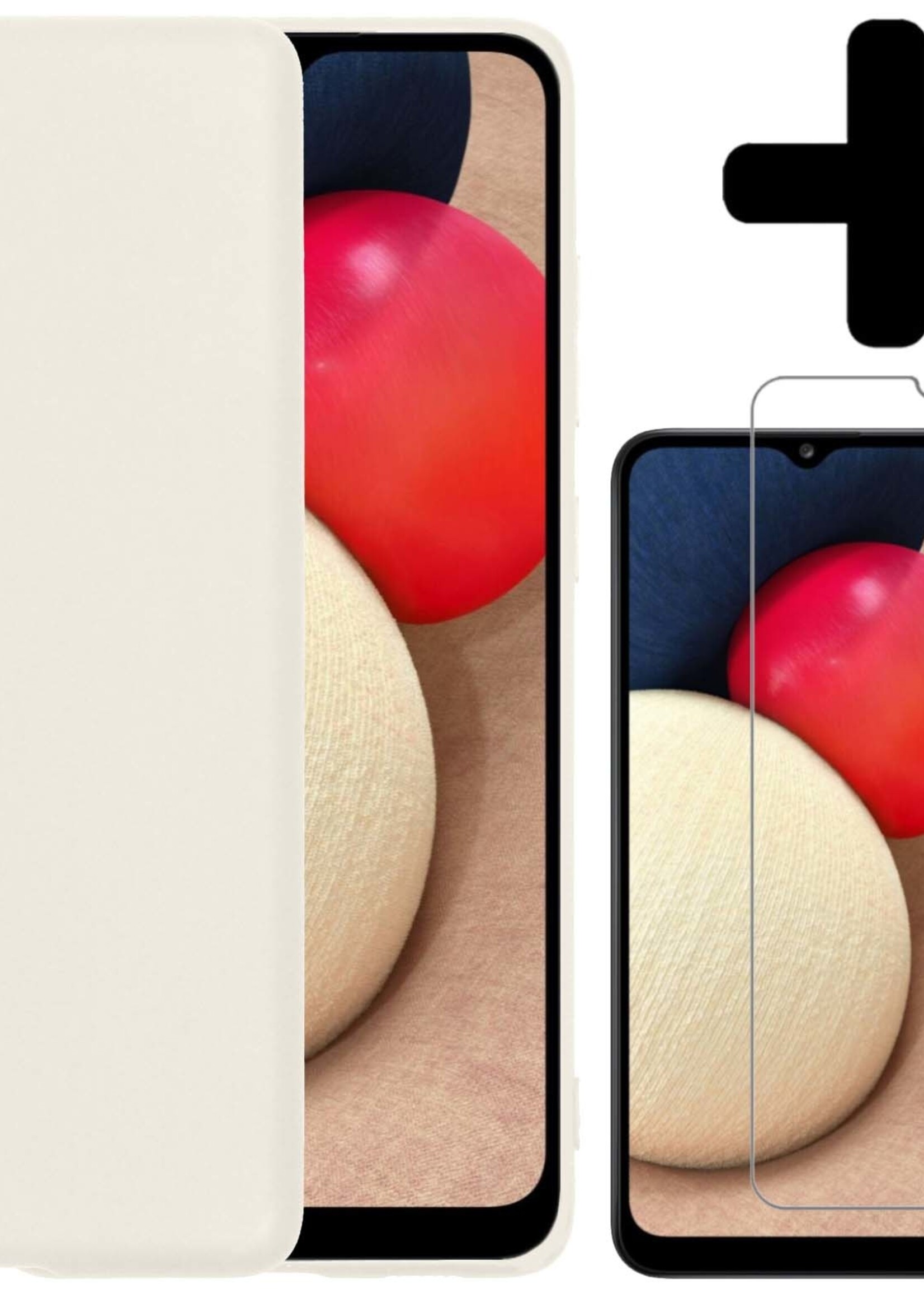 LUQ Hoesje Geschikt voor Samsung A03s Hoesje Siliconen Case Met Screenprotector - Hoes Geschikt voor Samsung Galaxy A03s Hoes Siliconen - Wit