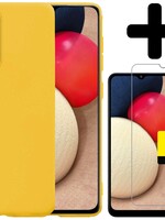 LUQ LUQ Samsung Galaxy A03s Hoesje Siliconen Met 2x Screenprotector - Geel