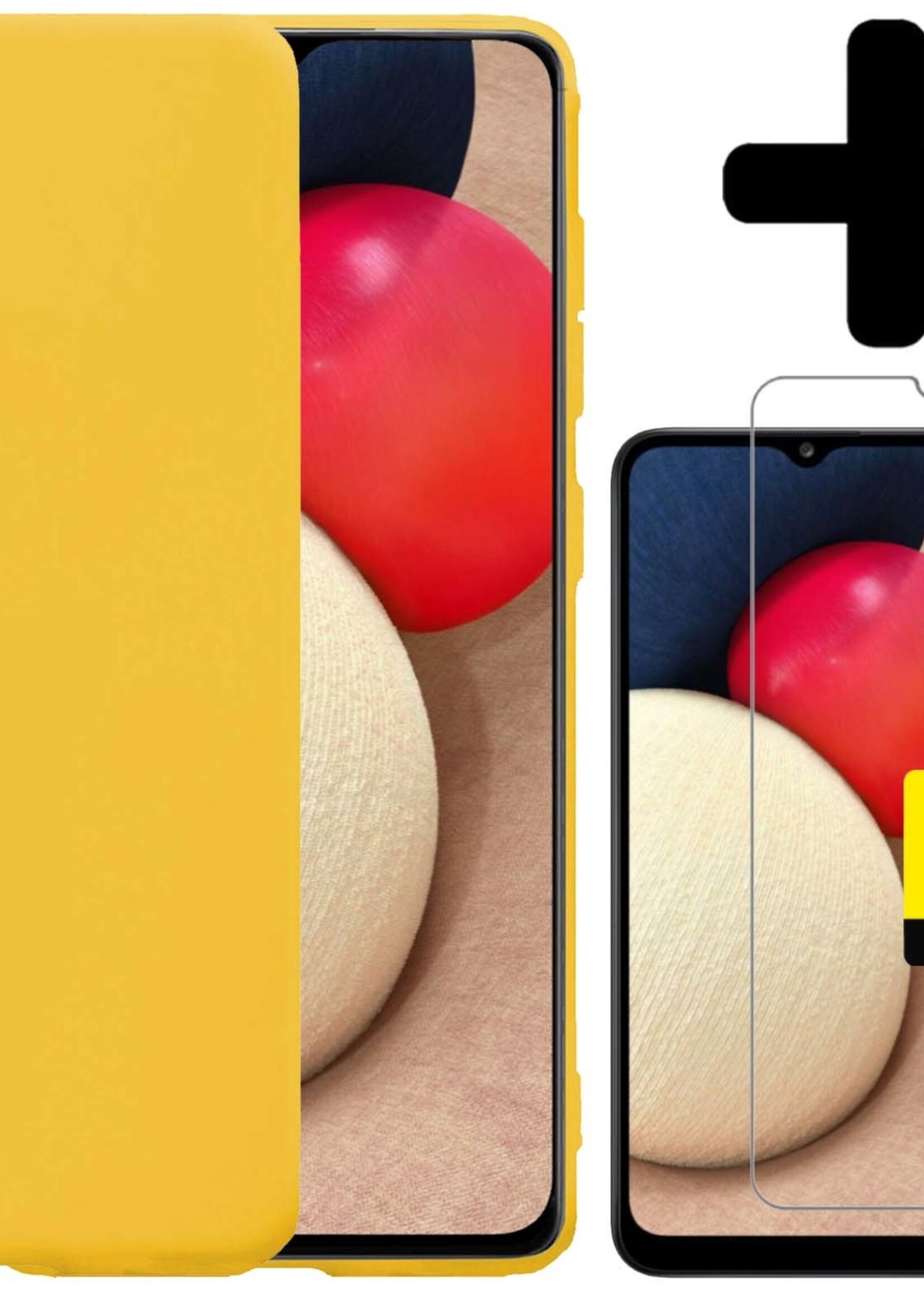 LUQ Hoesje Geschikt voor Samsung A03s Hoesje Siliconen Case Met 2x Screenprotector - Hoes Geschikt voor Samsung Galaxy A03s Hoes Siliconen - Geel