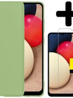LUQ LUQ Samsung Galaxy A03s Hoesje Siliconen Met 2x Screenprotector - Groen
