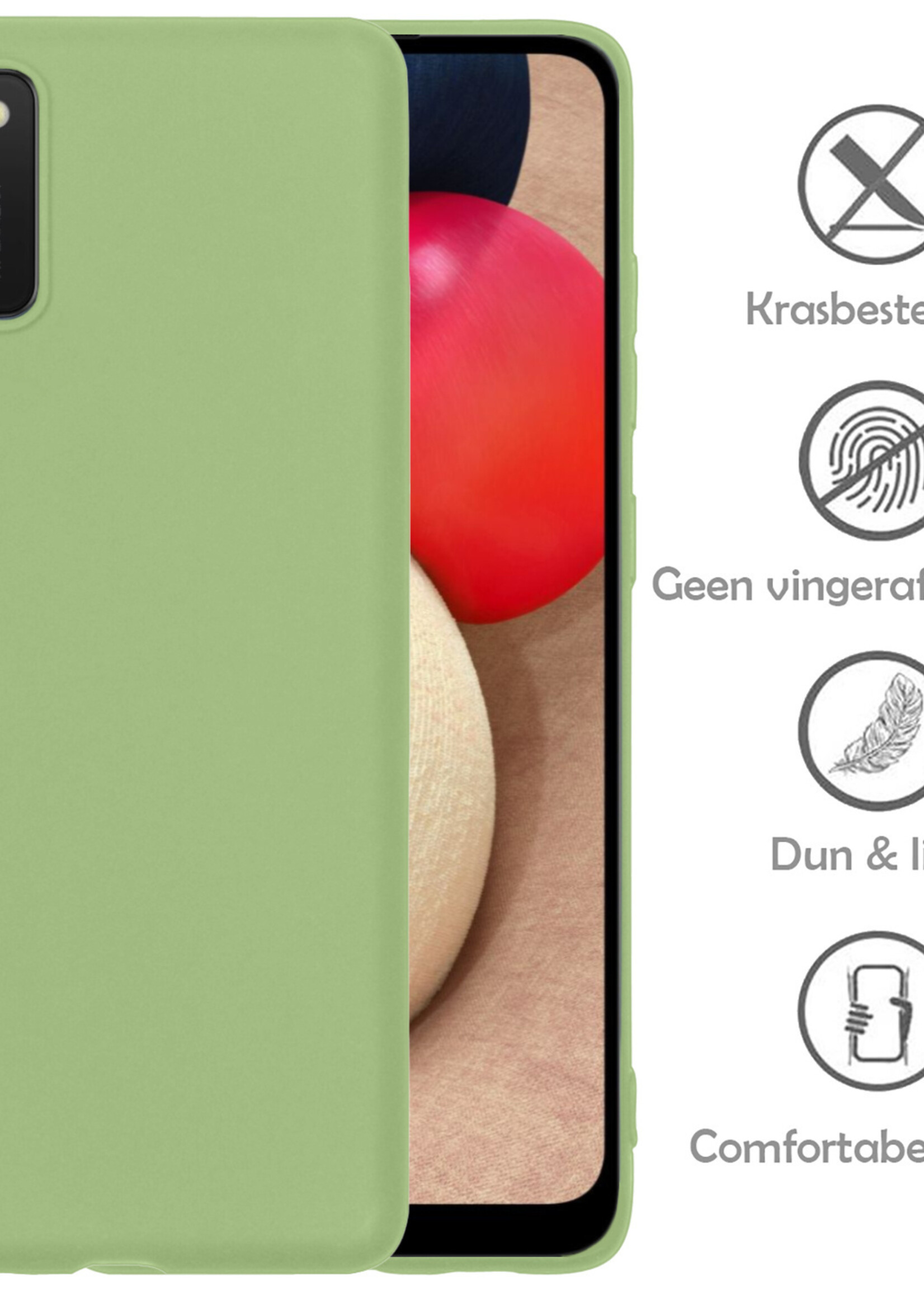 LUQ Hoesje Geschikt voor Samsung A03s Hoesje Siliconen Case Met 2x Screenprotector - Hoes Geschikt voor Samsung Galaxy A03s Hoes Siliconen - Groen