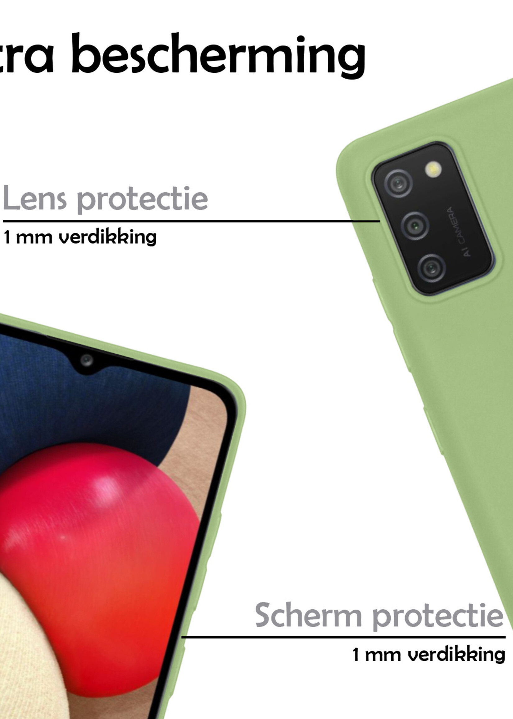 LUQ Hoesje Geschikt voor Samsung A03s Hoesje Siliconen Case Met 2x Screenprotector - Hoes Geschikt voor Samsung Galaxy A03s Hoes Siliconen - Groen