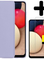 LUQ LUQ Samsung Galaxy A03s Hoesje Siliconen Met 2x Screenprotector - Lila