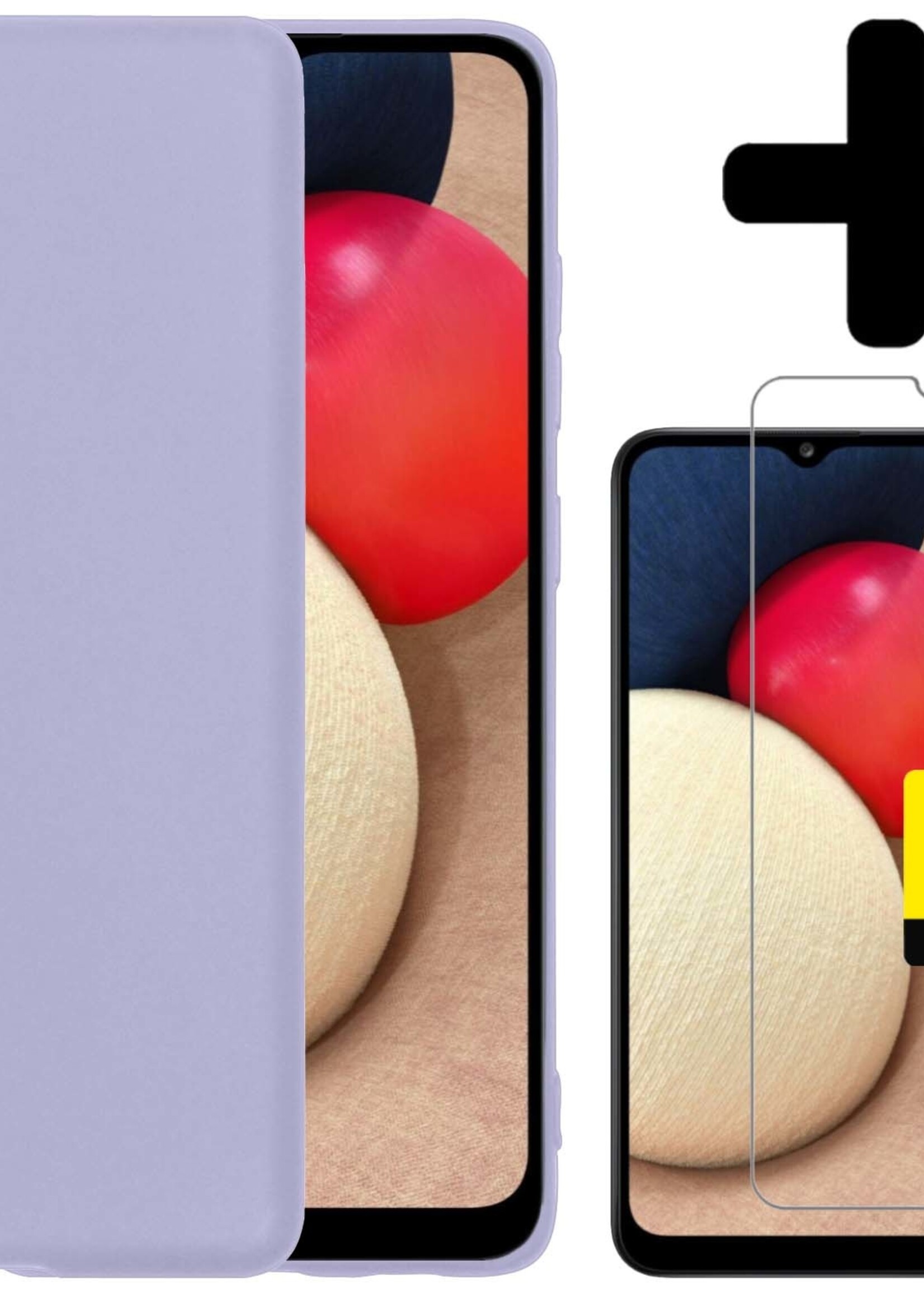 LUQ Hoesje Geschikt voor Samsung A03s Hoesje Siliconen Case Met 2x Screenprotector - Hoes Geschikt voor Samsung Galaxy A03s Hoes Siliconen - Lila