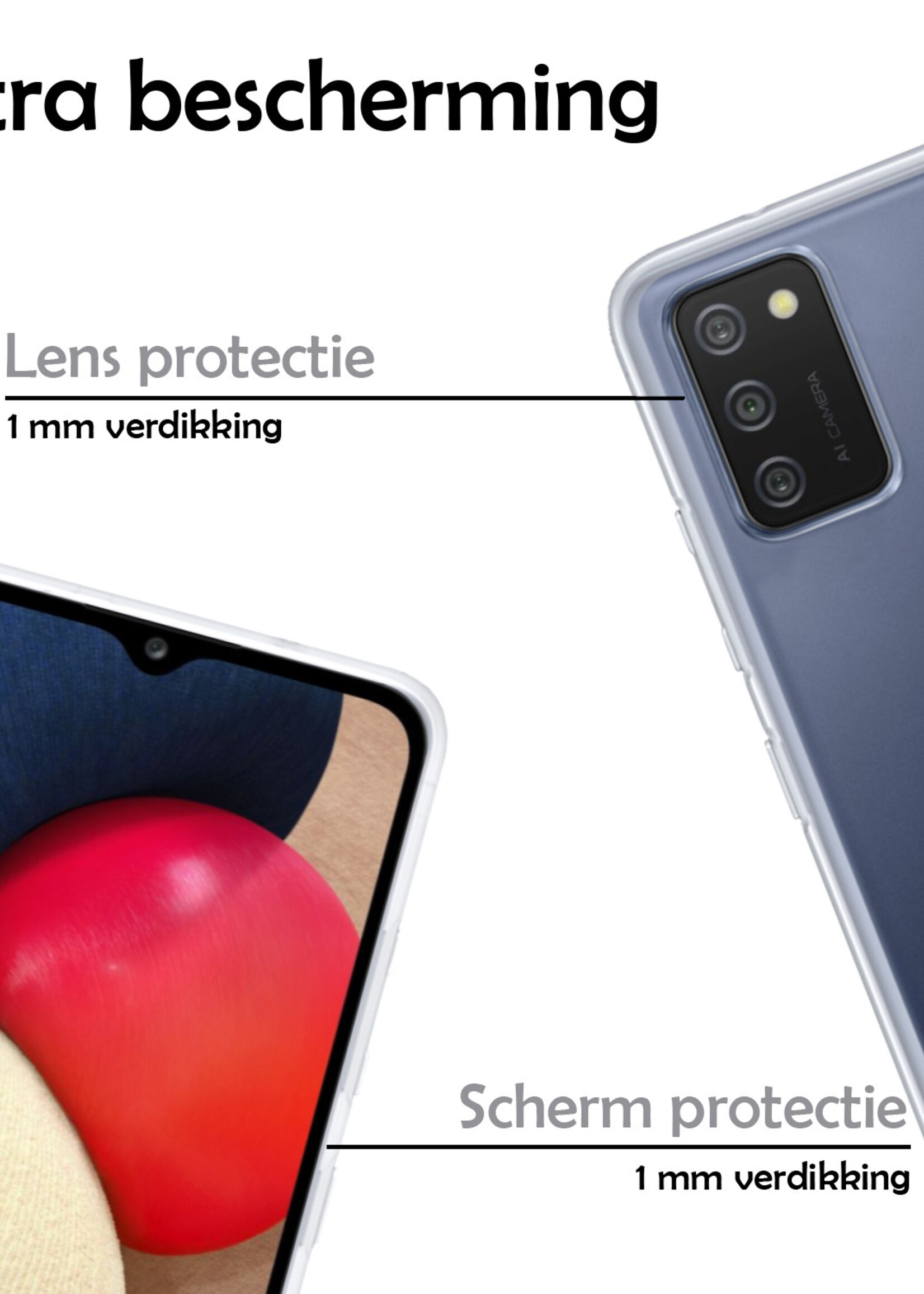 LUQ Hoesje Geschikt voor Samsung A03s Hoesje Siliconen Case Met 2x Screenprotector - Hoes Geschikt voor Samsung Galaxy A03s Hoes Siliconen - Transparant