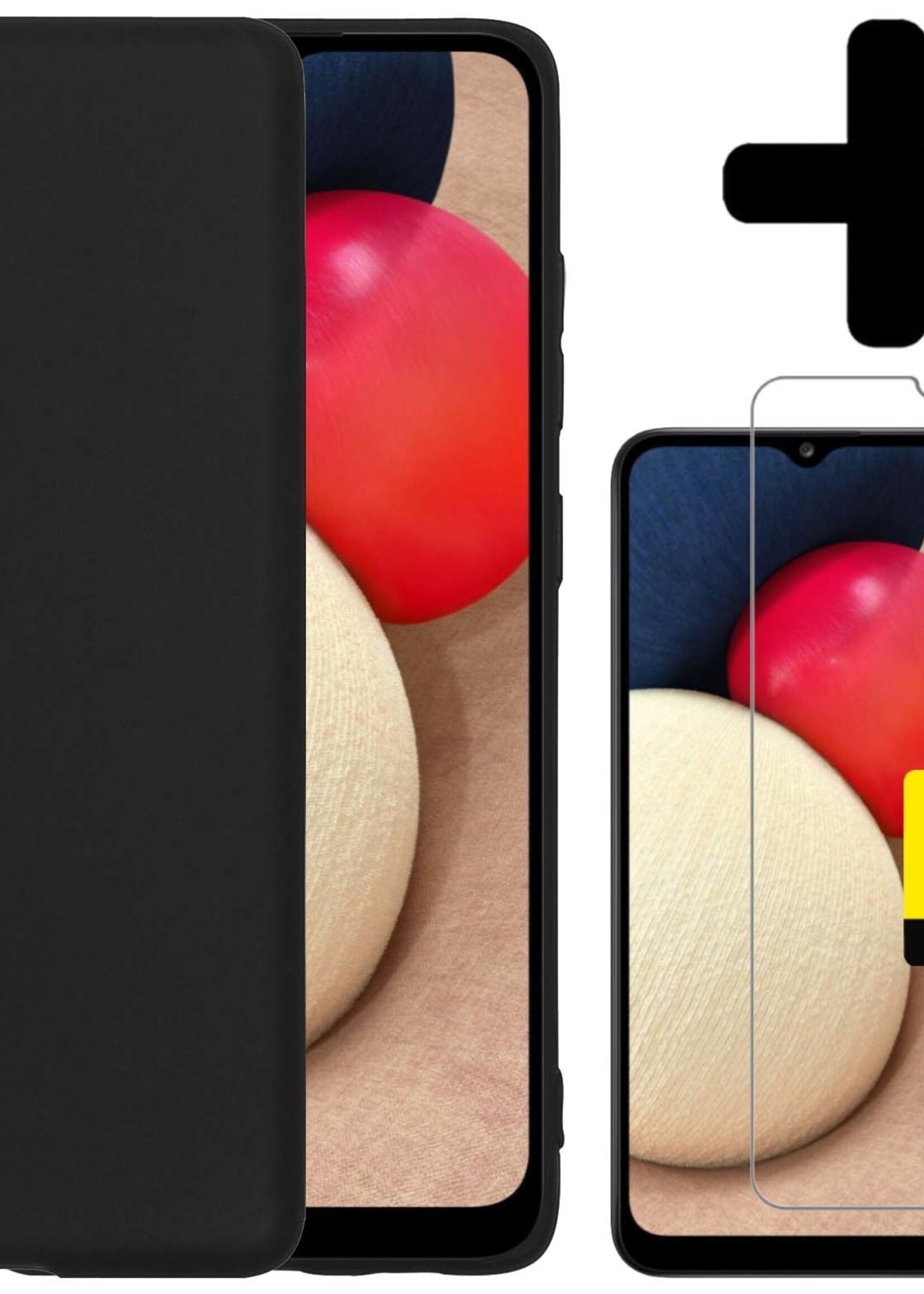 LUQ Hoesje Geschikt voor Samsung A03s Hoesje Siliconen Case Met 2x Screenprotector - Hoes Geschikt voor Samsung Galaxy A03s Hoes Siliconen - Zwart