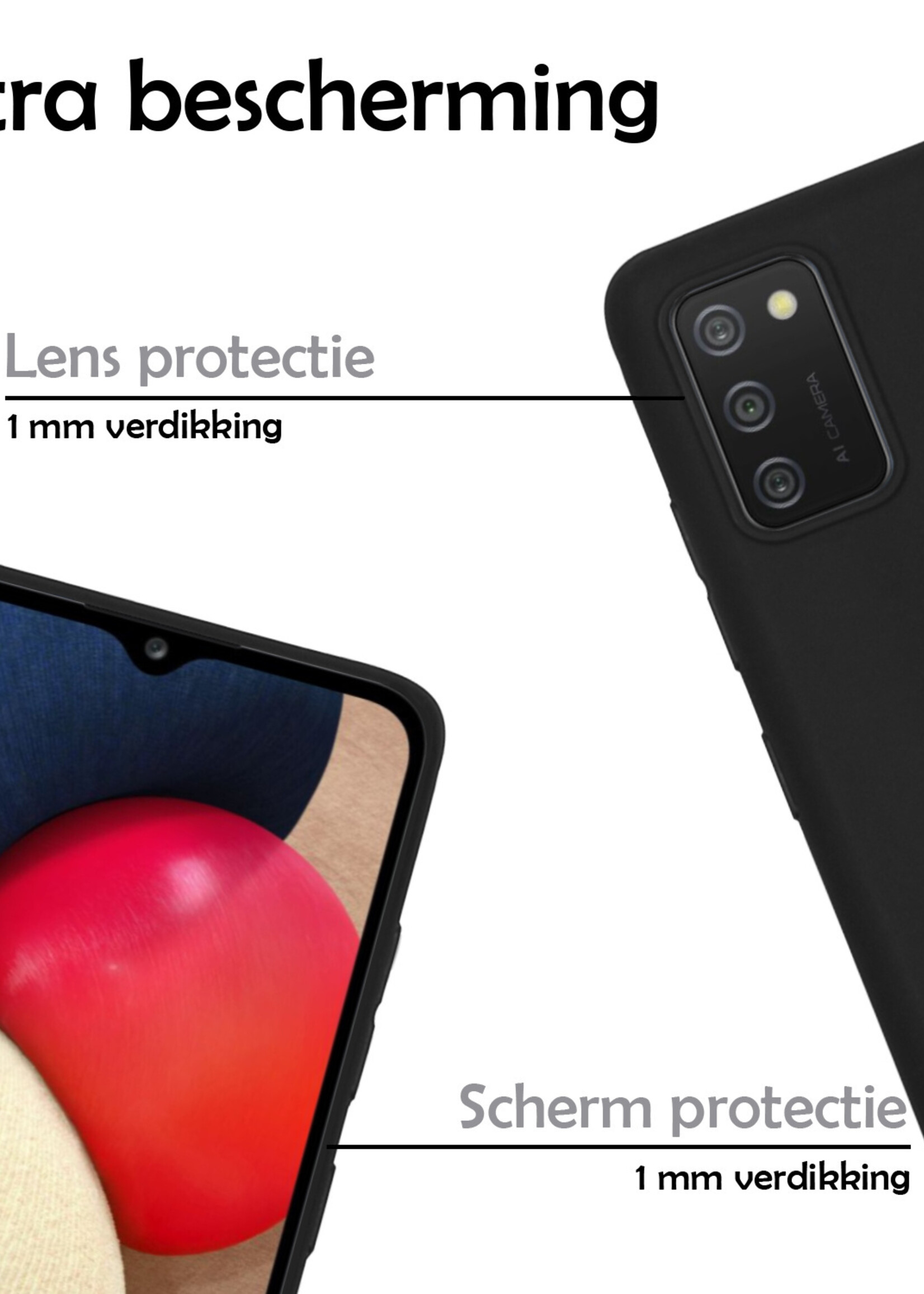 LUQ Hoesje Geschikt voor Samsung A03s Hoesje Siliconen Case Met 2x Screenprotector - Hoes Geschikt voor Samsung Galaxy A03s Hoes Siliconen - Zwart
