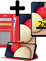 LUQ LUQ Samsung Galaxy A03s Hoesje Bookcase Rood Met 2x Screenprotector