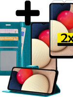 LUQ LUQ Samsung Galaxy A03s Hoesje Bookcase Turquoise Met 2x Screenprotector