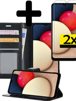 LUQ LUQ Samsung Galaxy A03s Hoesje Bookcase Zwart Met 2x Screenprotector