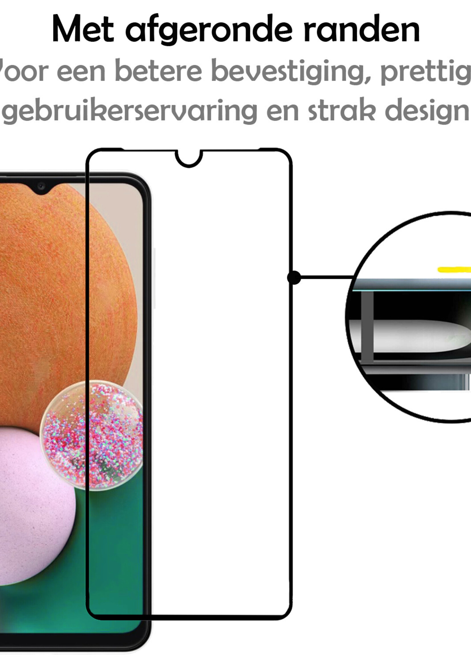LUQ Screenprotector Geschikt voor Samsung A13 4G Screenprotector Glas Full Cover - Screenprotector Geschikt voor Samsung Galaxy A13 4G Screenprotector Full Cover - 2 Stuks