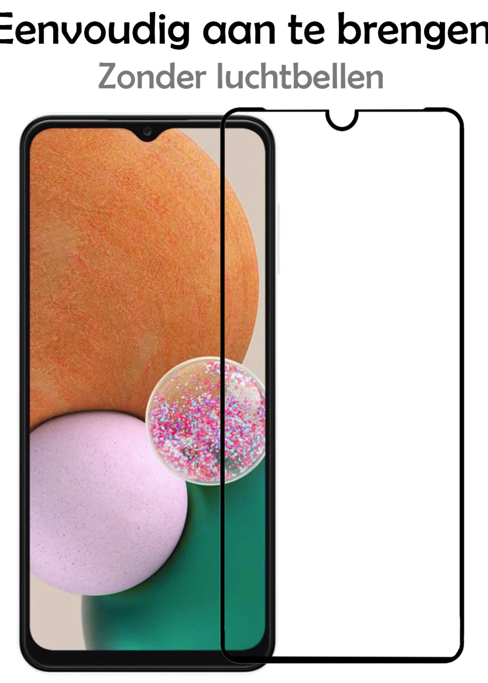 LUQ Screenprotector Geschikt voor Samsung A13 4G Screenprotector Glas Full Cover - Screenprotector Geschikt voor Samsung Galaxy A13 4G Screenprotector Full Cover - 3 Stuks