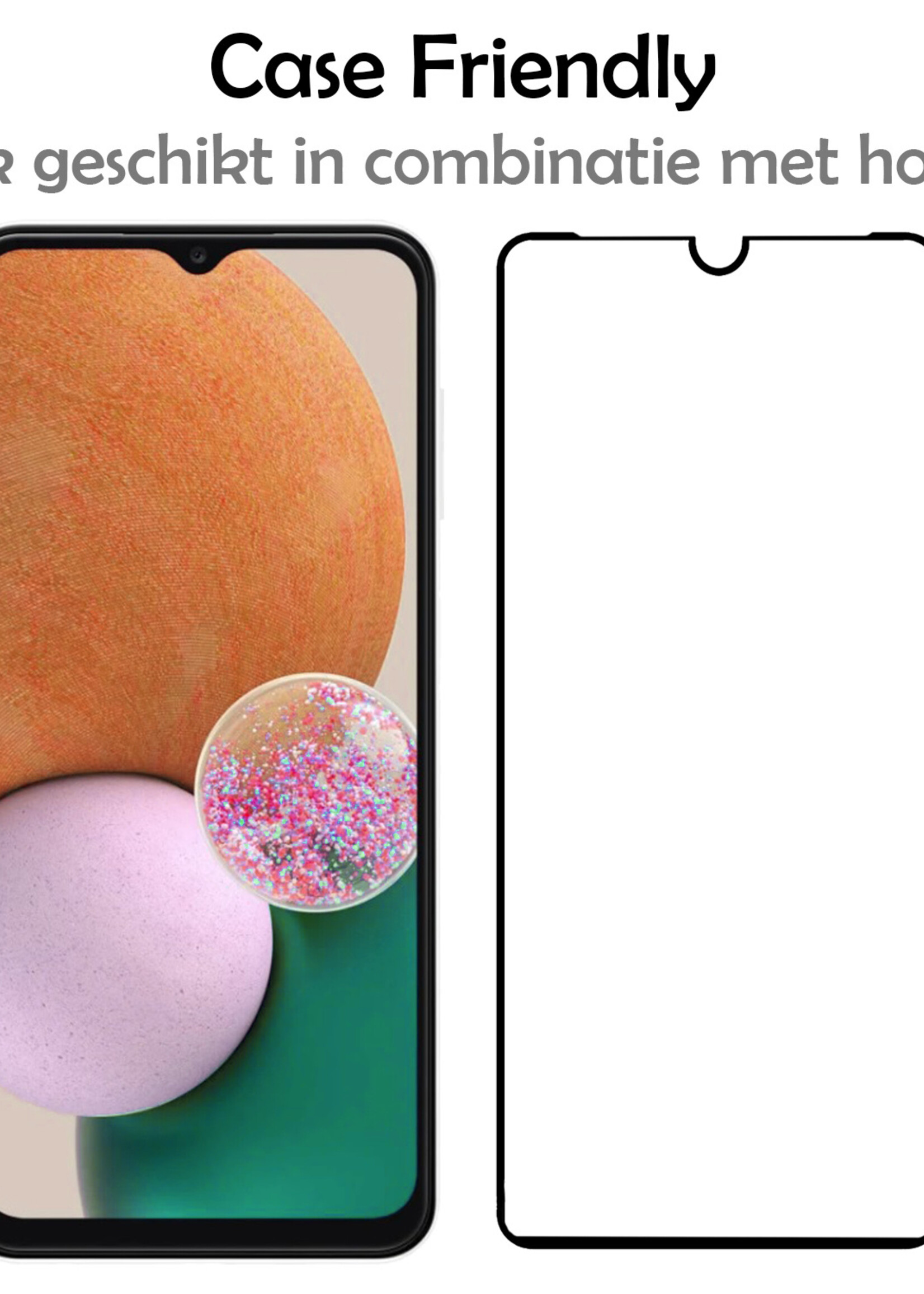 LUQ Screenprotector Geschikt voor Samsung A13 4G Screenprotector Glas Full Cover - Screenprotector Geschikt voor Samsung Galaxy A13 4G Screenprotector Full Cover - 3 Stuks