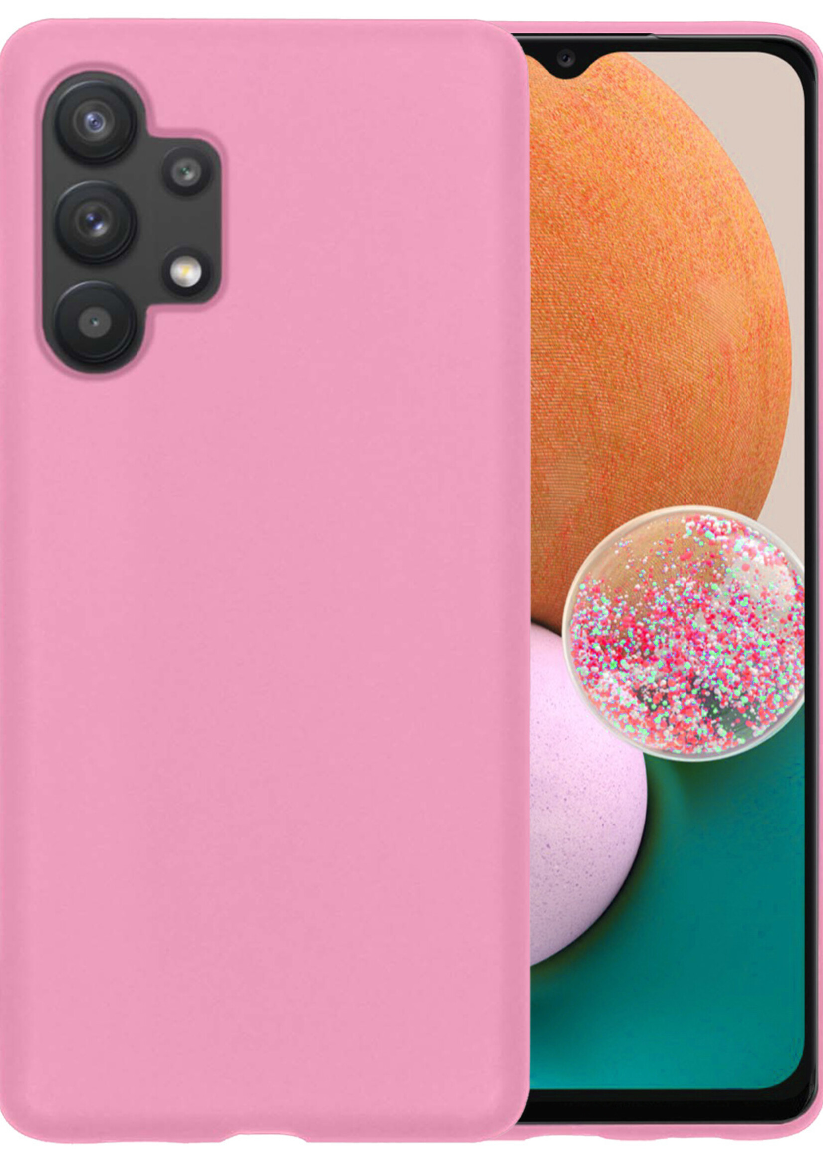 LUQ Hoesje Geschikt voor Samsung A13 4G Hoesje Siliconen Case - Hoes Geschikt voor Samsung Galaxy A13 4G Hoes Siliconen - Lichtroze