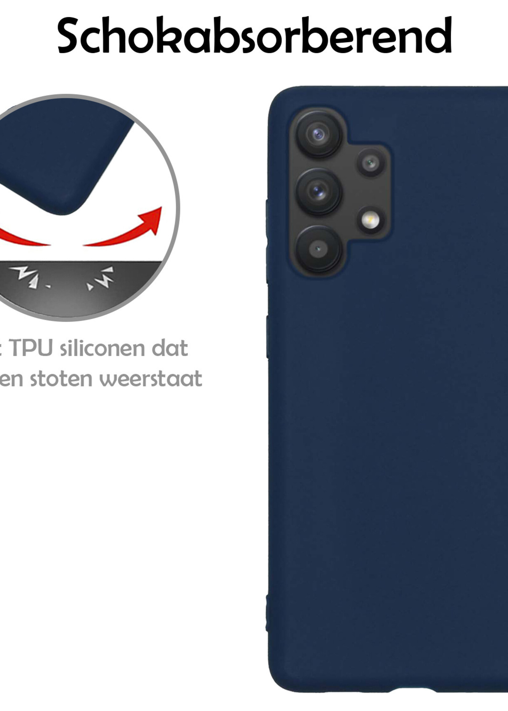 LUQ Hoesje Geschikt voor Samsung A13 4G Hoesje Siliconen Case - Hoes Geschikt voor Samsung Galaxy A13 4G Hoes Siliconen - Donkerblauw - 2 Stuks