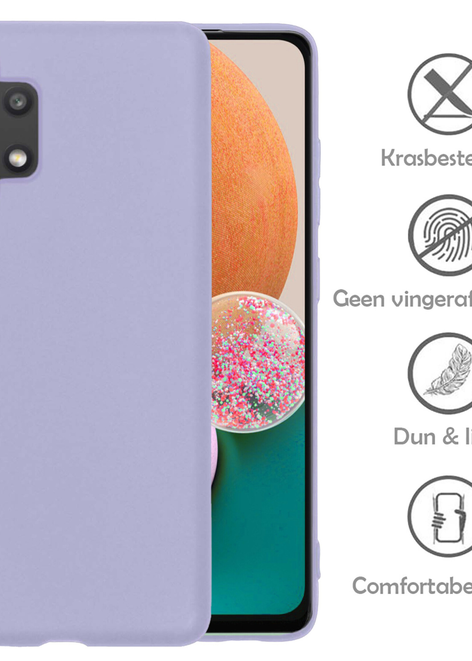 LUQ Hoesje Geschikt voor Samsung A13 4G Hoesje Siliconen Case - Hoes Geschikt voor Samsung Galaxy A13 4G Hoes Siliconen - Lila - 2 Stuks