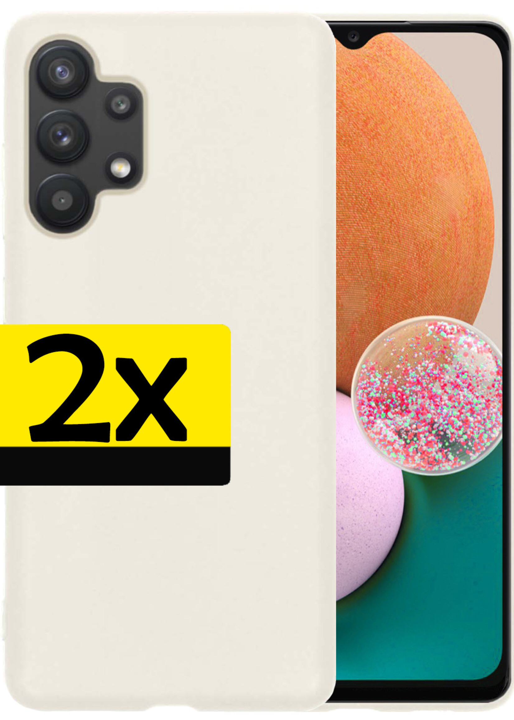 LUQ Hoesje Geschikt voor Samsung A13 4G Hoesje Siliconen Case - Hoes Geschikt voor Samsung Galaxy A13 4G Hoes Siliconen - Wit - 2 Stuks