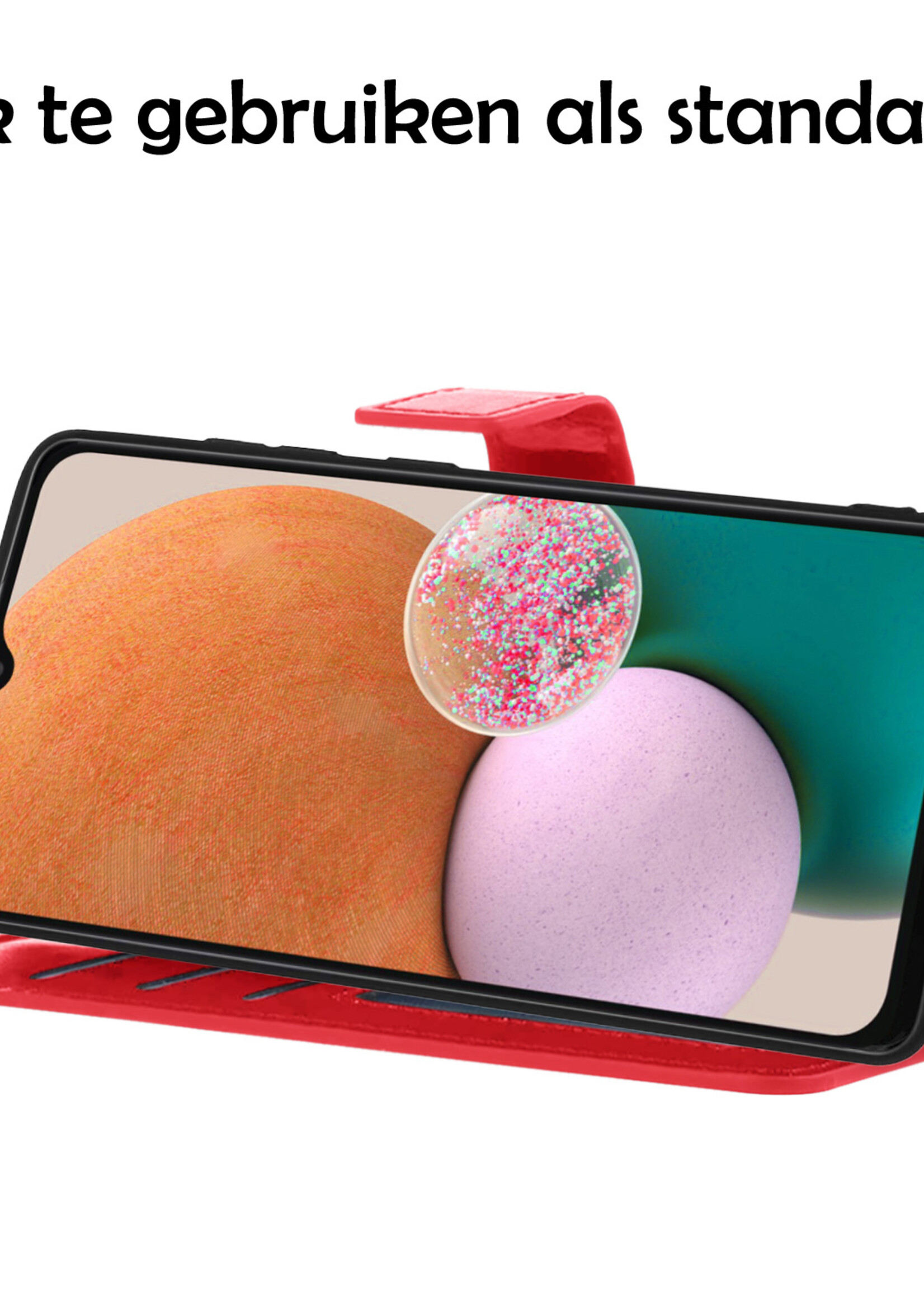 LUQ Hoesje Geschikt voor Samsung A13 4G Hoesje Book Case Hoes Wallet Cover - Hoes Geschikt voor Samsung Galaxy A13 4G Hoesje Bookcase Hoes - Rood