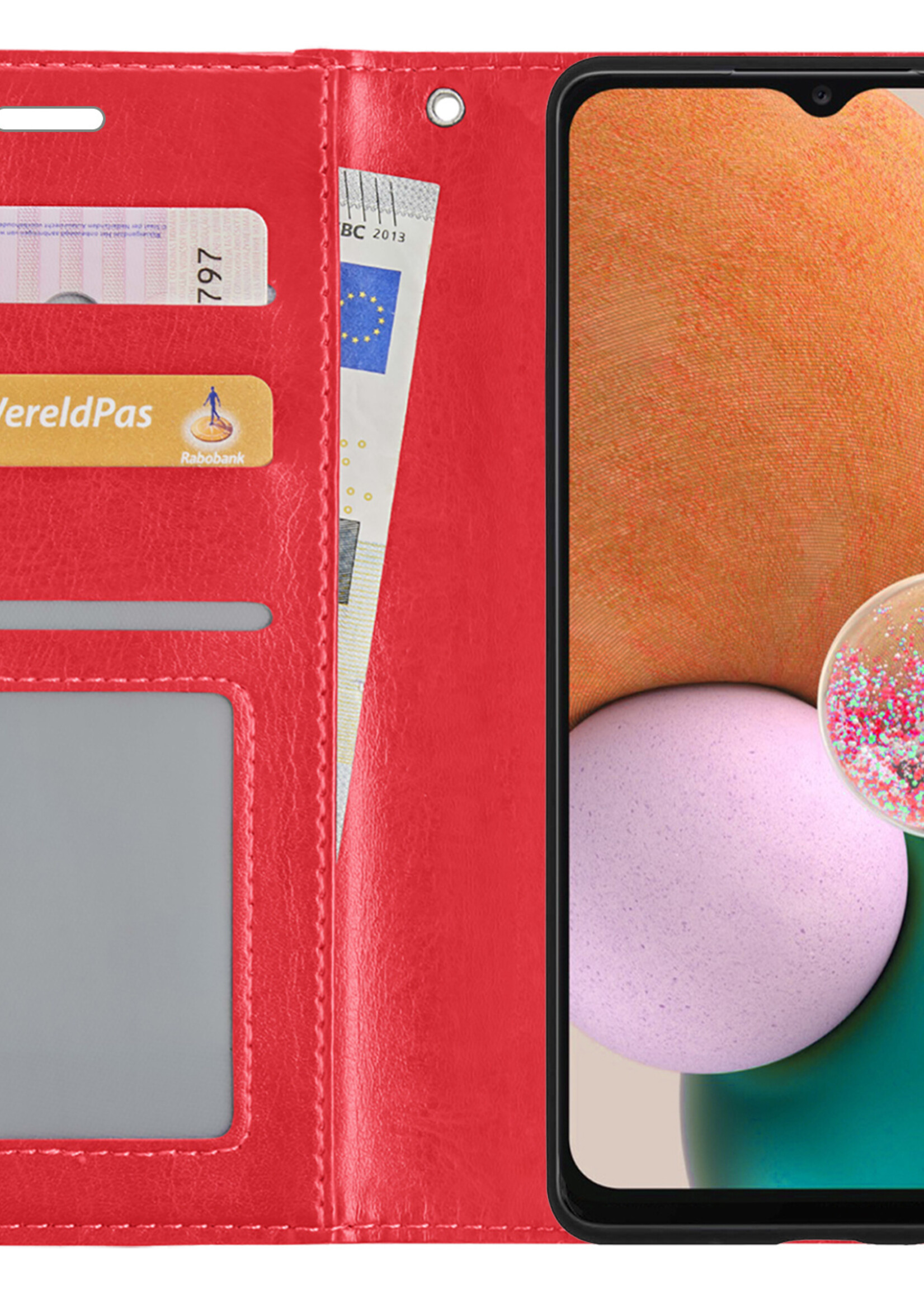 LUQ Hoesje Geschikt voor Samsung A13 4G Hoesje Book Case Hoes Wallet Cover - Hoes Geschikt voor Samsung Galaxy A13 4G Hoesje Bookcase Hoes - Rood