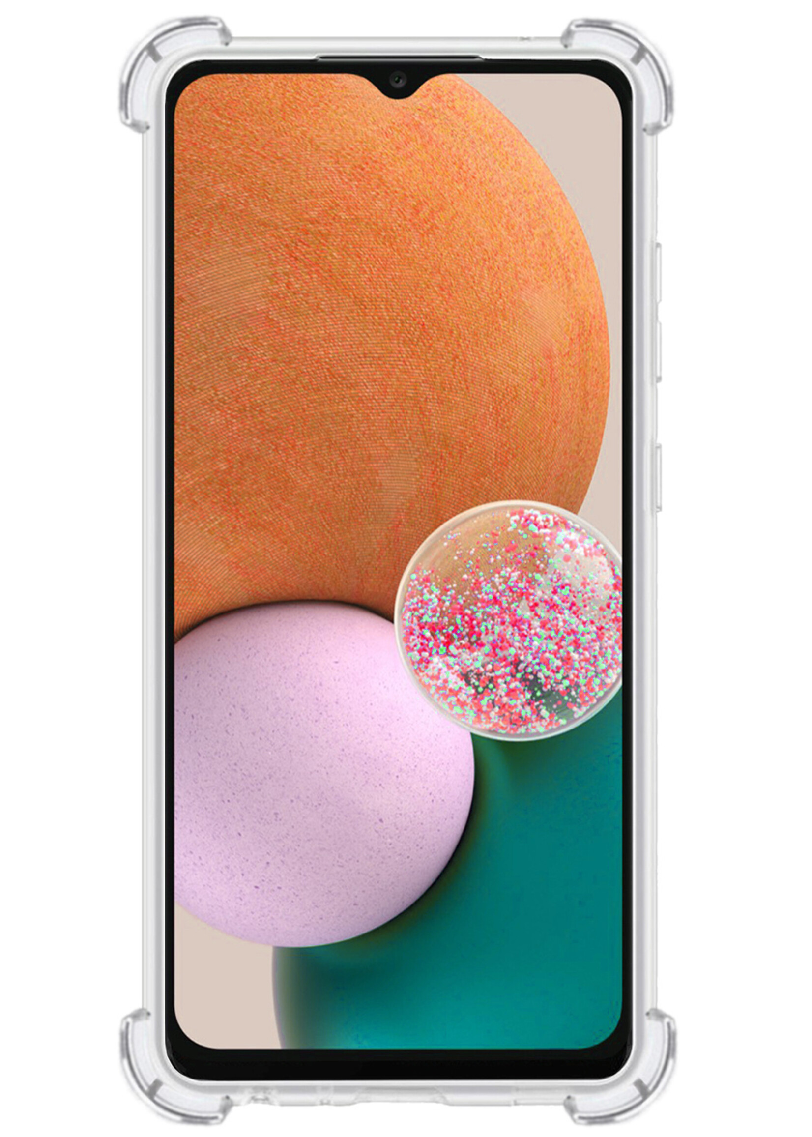 LUQ Hoesje Geschikt voor Samsung A13 4G Hoesje Shockproof Case Siliconen Met 2x Screenprotector - Hoes Geschikt voor Samsung Galaxy A13 4G Hoes Cover Siliconen - Transparant
