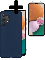 LUQ LUQ Samsung Galaxy A13 4G Hoesje Siliconen Met Screenprotector - Donkerblauw