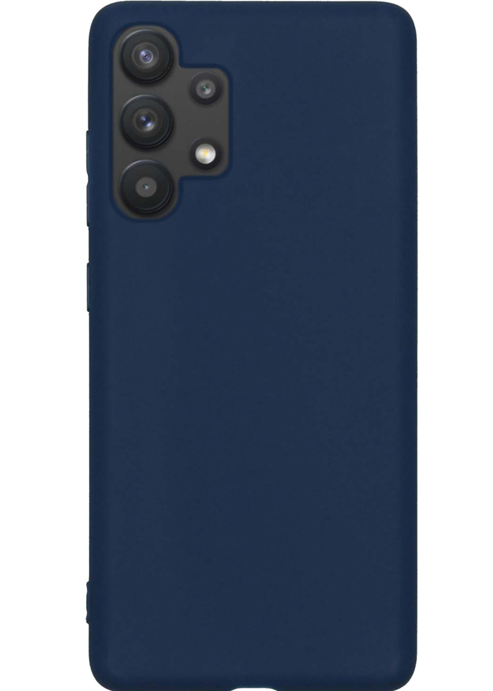 LUQ Hoesje Geschikt voor Samsung A13 4G Hoesje Siliconen Case Met Screenprotector - Hoes Geschikt voor Samsung Galaxy A13 4G Hoes Siliconen - Donkerblauw
