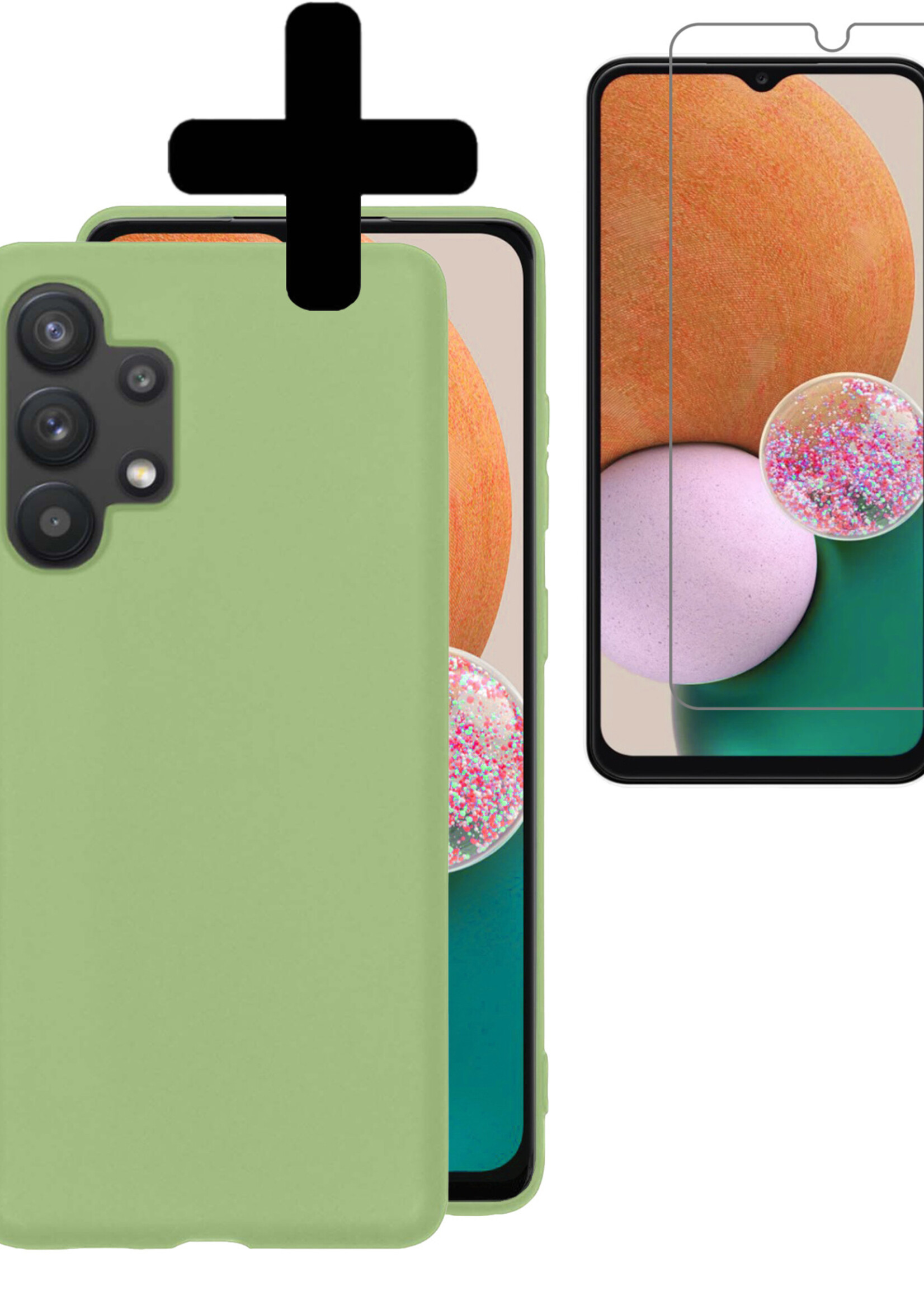 LUQ Hoesje Geschikt voor Samsung A13 4G Hoesje Siliconen Case Met Screenprotector - Hoes Geschikt voor Samsung Galaxy A13 4G Hoes Siliconen - Groen