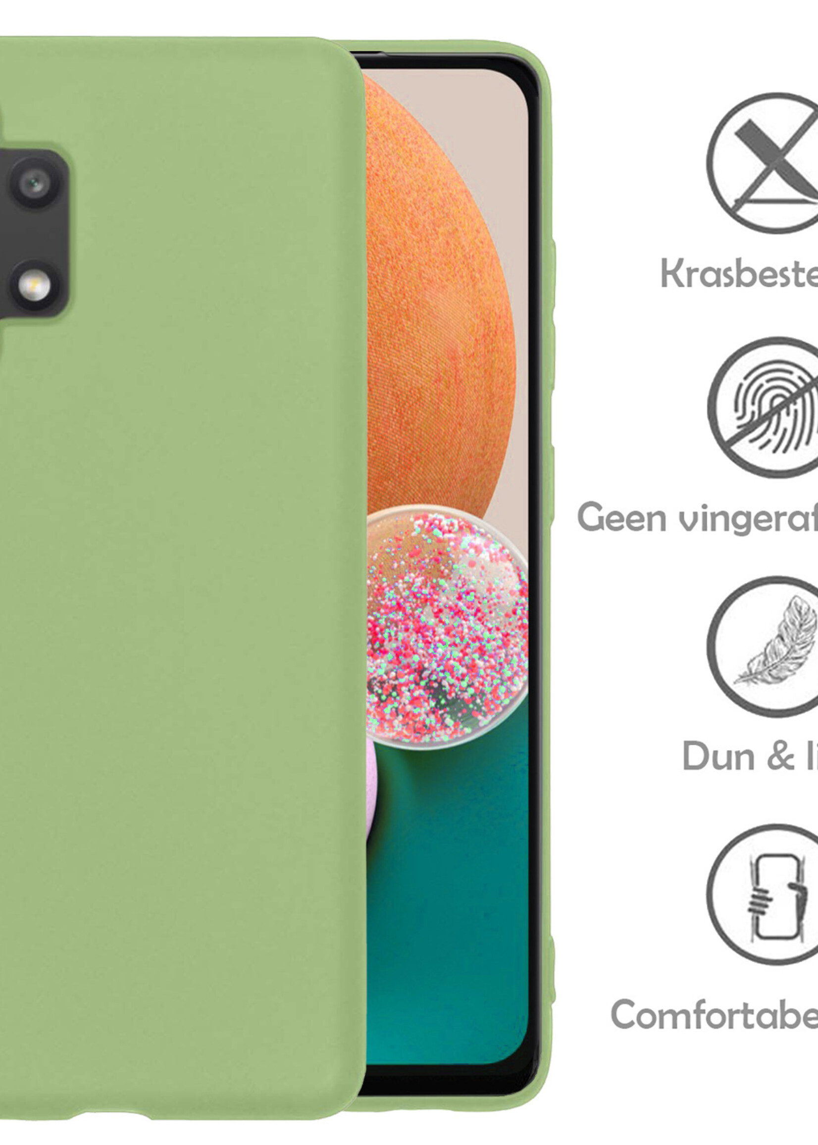 LUQ Hoesje Geschikt voor Samsung A13 4G Hoesje Siliconen Case Met Screenprotector - Hoes Geschikt voor Samsung Galaxy A13 4G Hoes Siliconen - Groen