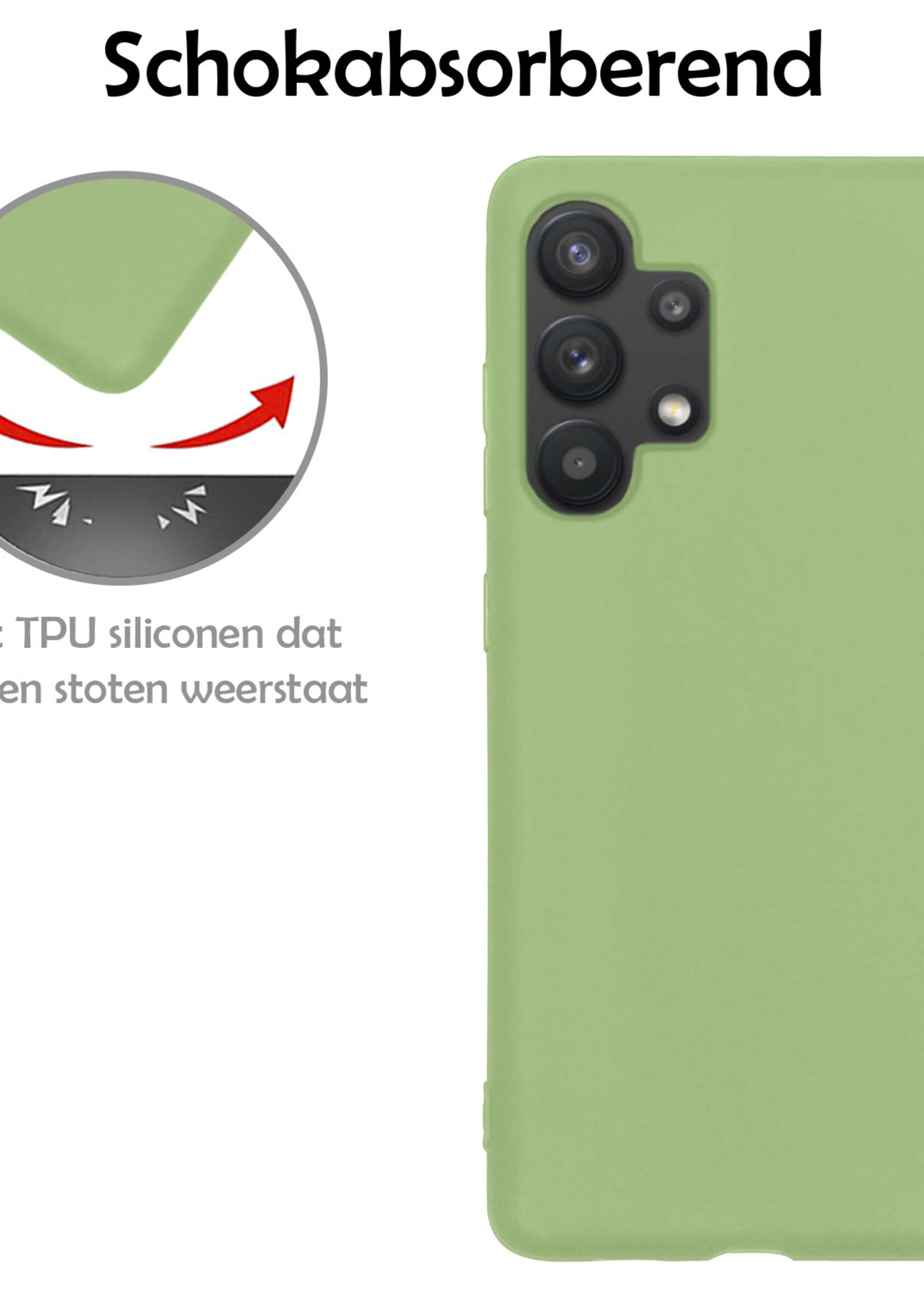 LUQ Hoesje Geschikt voor Samsung A13 4G Hoesje Siliconen Case Met Screenprotector - Hoes Geschikt voor Samsung Galaxy A13 4G Hoes Siliconen - Groen