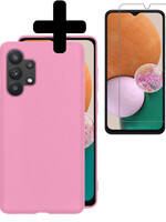 LUQ LUQ Samsung Galaxy A13 4G Hoesje Siliconen Met Screenprotector - Lichtroze
