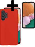 LUQ LUQ Samsung Galaxy A13 4G Hoesje Siliconen Met Screenprotector - Rood
