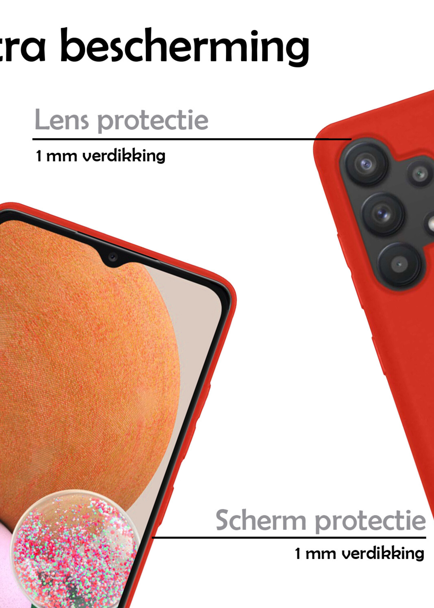 LUQ Hoesje Geschikt voor Samsung A13 4G Hoesje Siliconen Case Met Screenprotector - Hoes Geschikt voor Samsung Galaxy A13 4G Hoes Siliconen - Rood