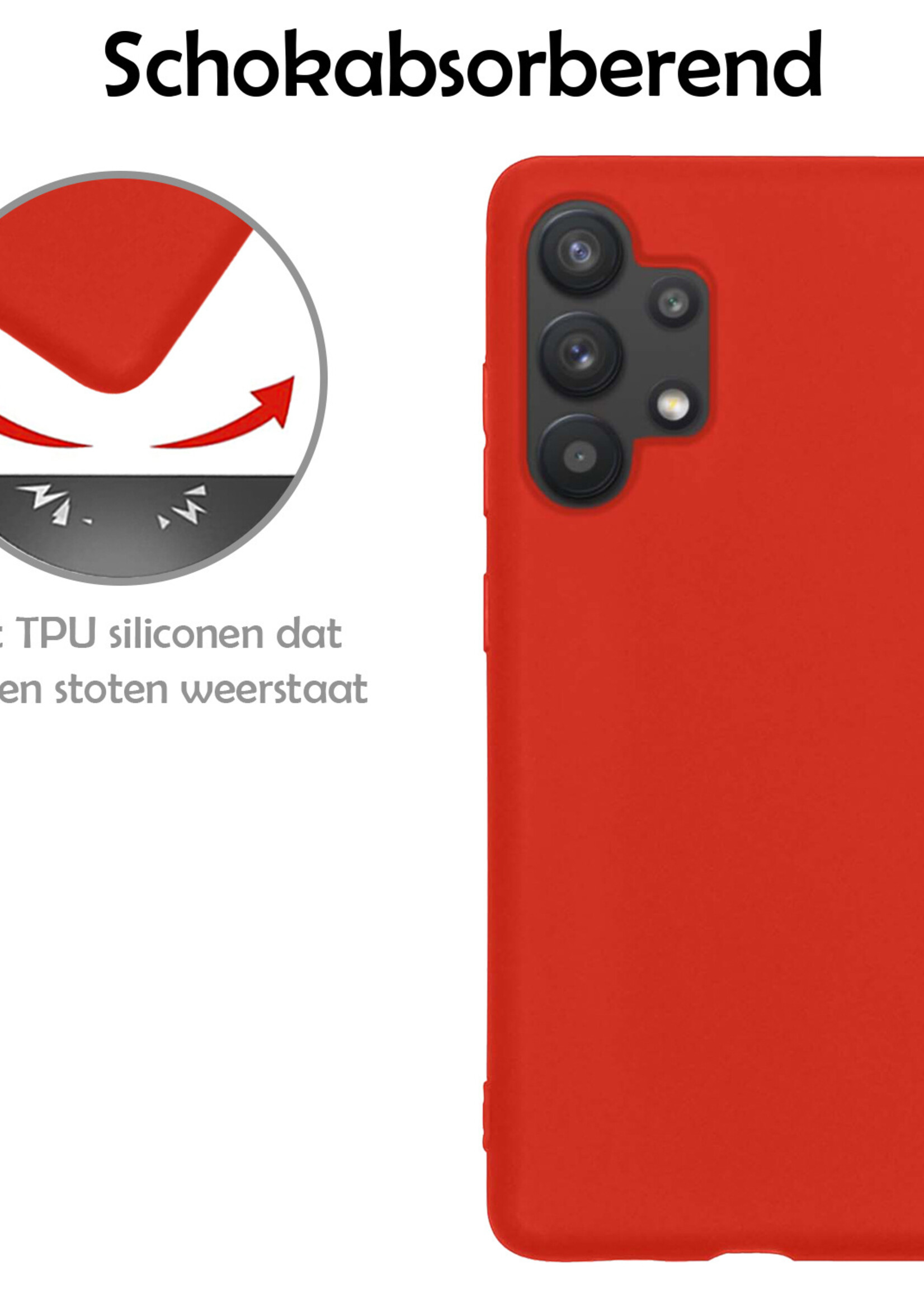 LUQ Hoesje Geschikt voor Samsung A13 4G Hoesje Siliconen Case Met Screenprotector - Hoes Geschikt voor Samsung Galaxy A13 4G Hoes Siliconen - Rood
